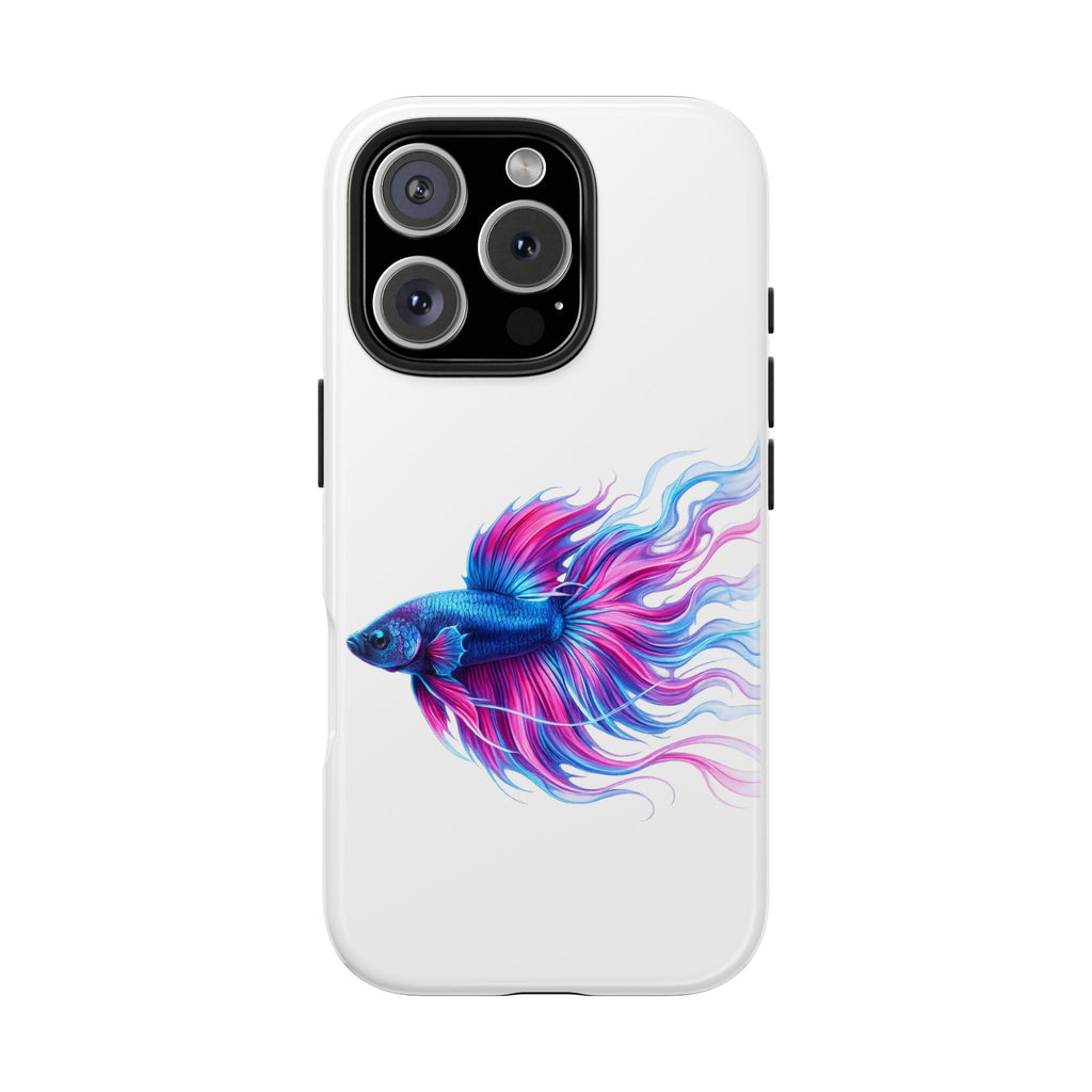 Betta Fish Tough Phone Case — Colorful Blue & Pink Aquarium Art