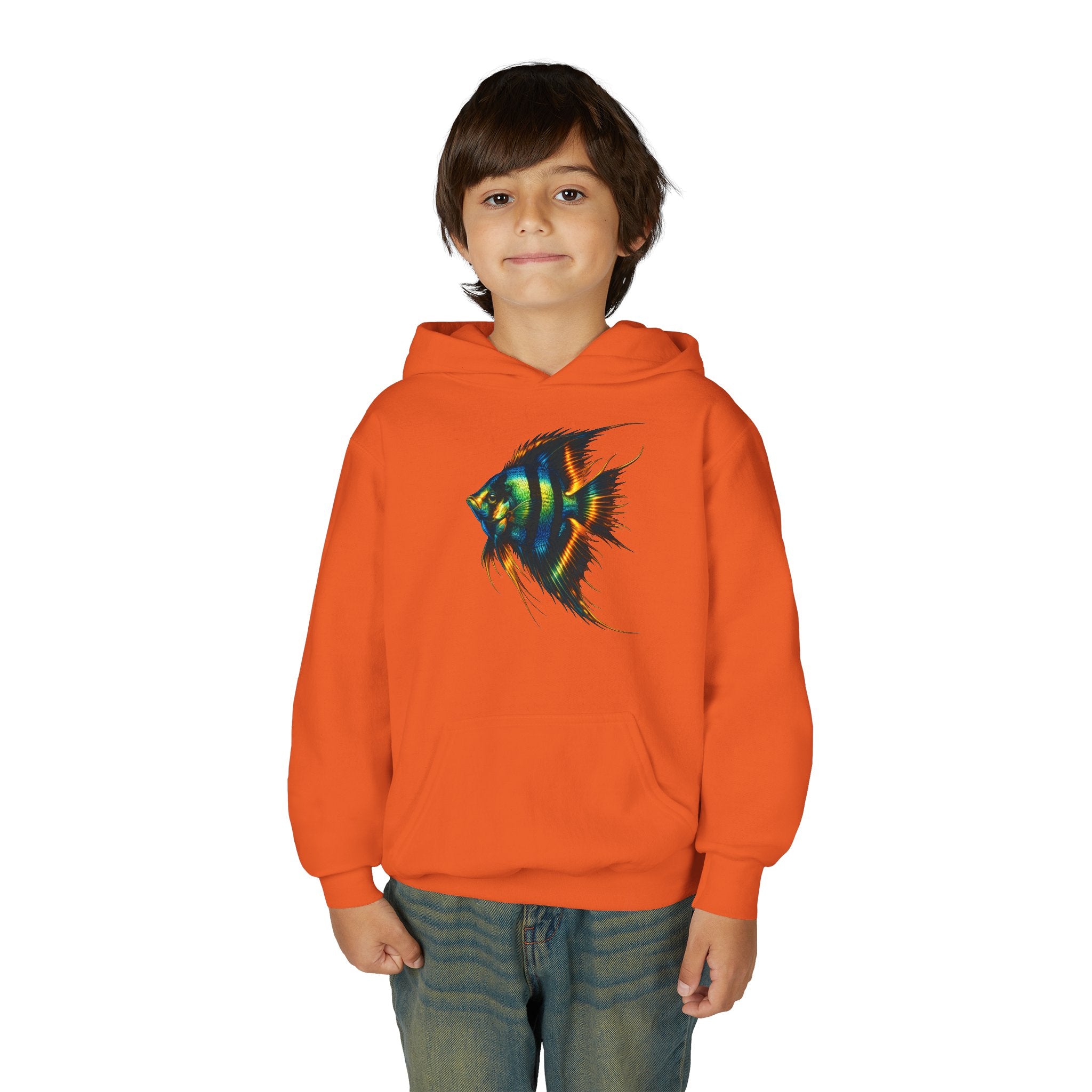 Youth Angelfish Hoodie - Colorful Aquarium Fish Graphic Sweatshirt