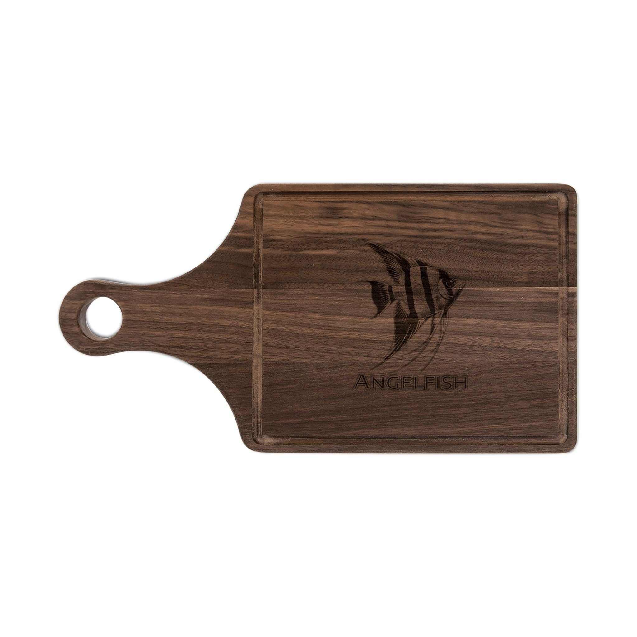 Engraved Angelfish Wooden Cutting Board — Personalized Kitchen Serving & Prep Board