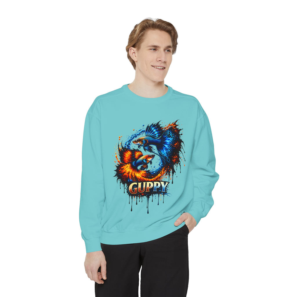 Fire & Ice Guppy – Premium "Neon Flare" Garment-Dyed Sweatshirt