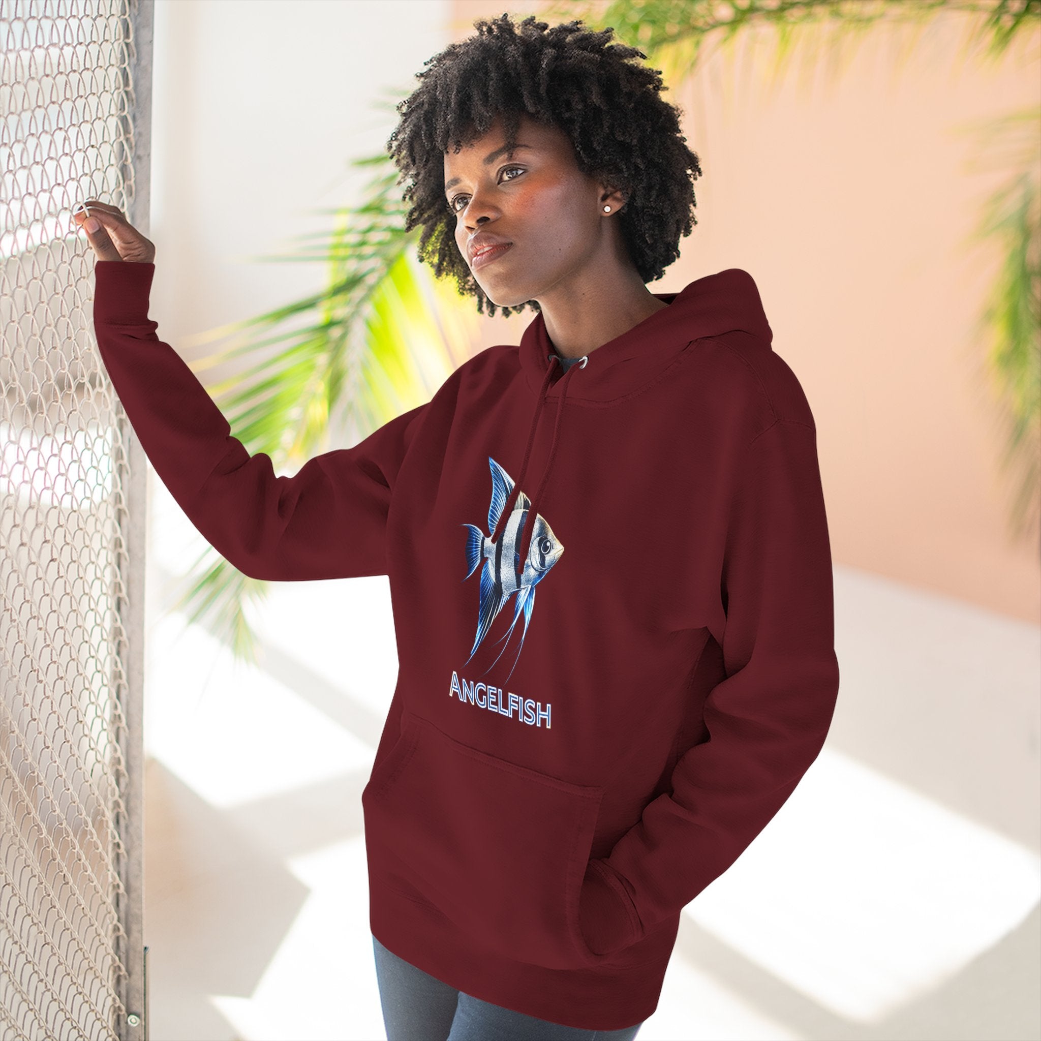 Angelfish Graphic Hoodie — Blue Aquarium Fish Pullover