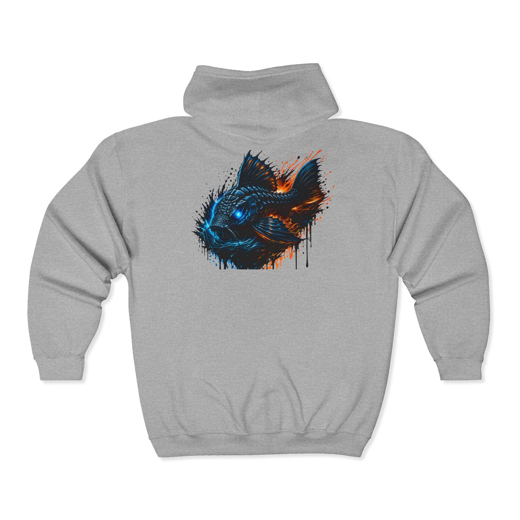 Armored Pleco – Premium Full-Zip "Deep Glow" Hoodie Art Back Print