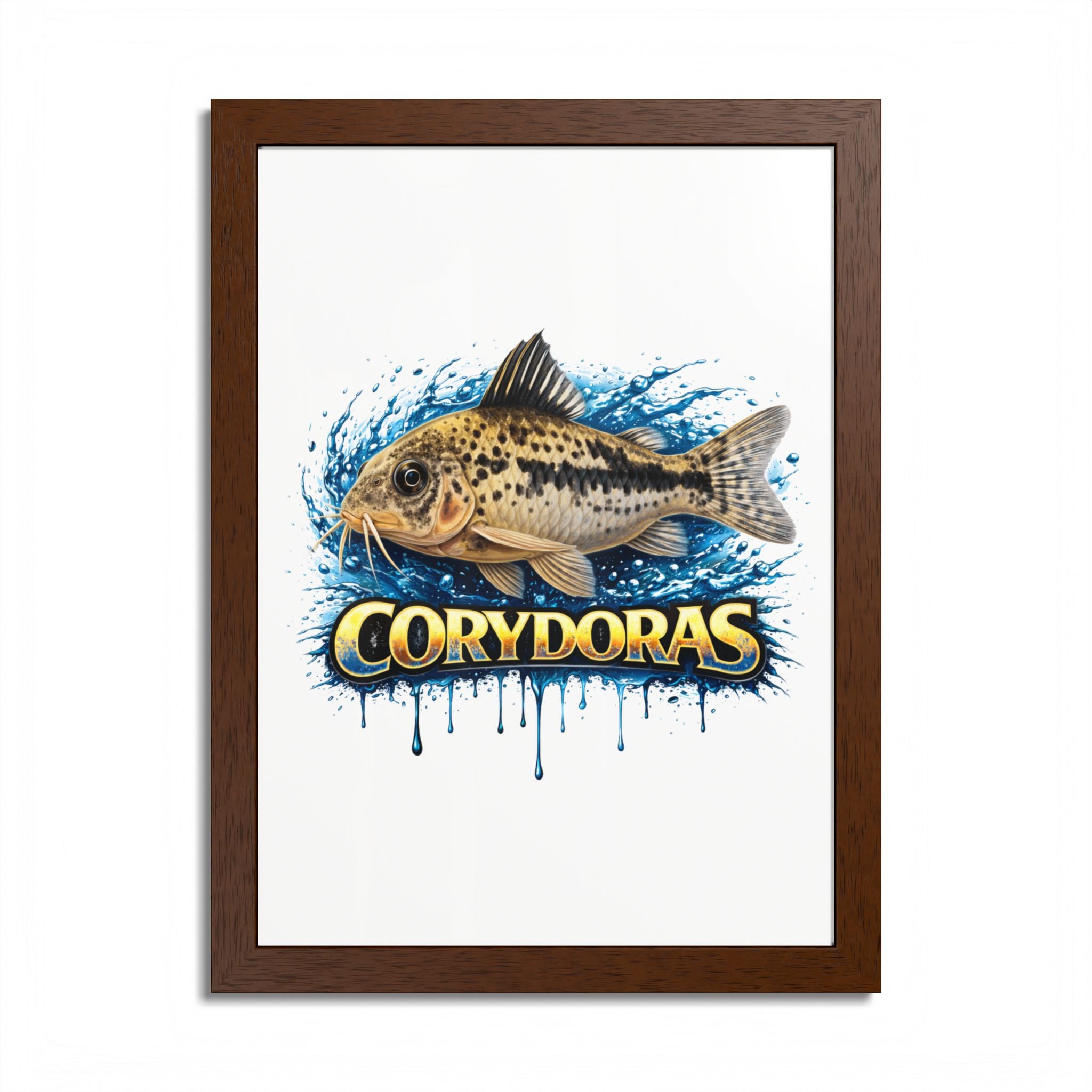 Corydoras Fish Framed Poster — Colorful Aquarium Art Print