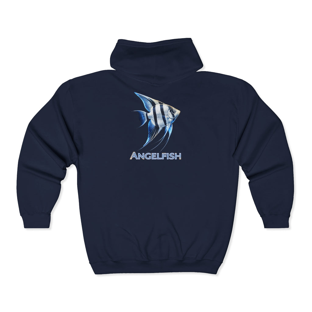 Angelfish Graphic Zip Hoodie — Aquarium Fish Lover Full‑Zip Sweatshirt