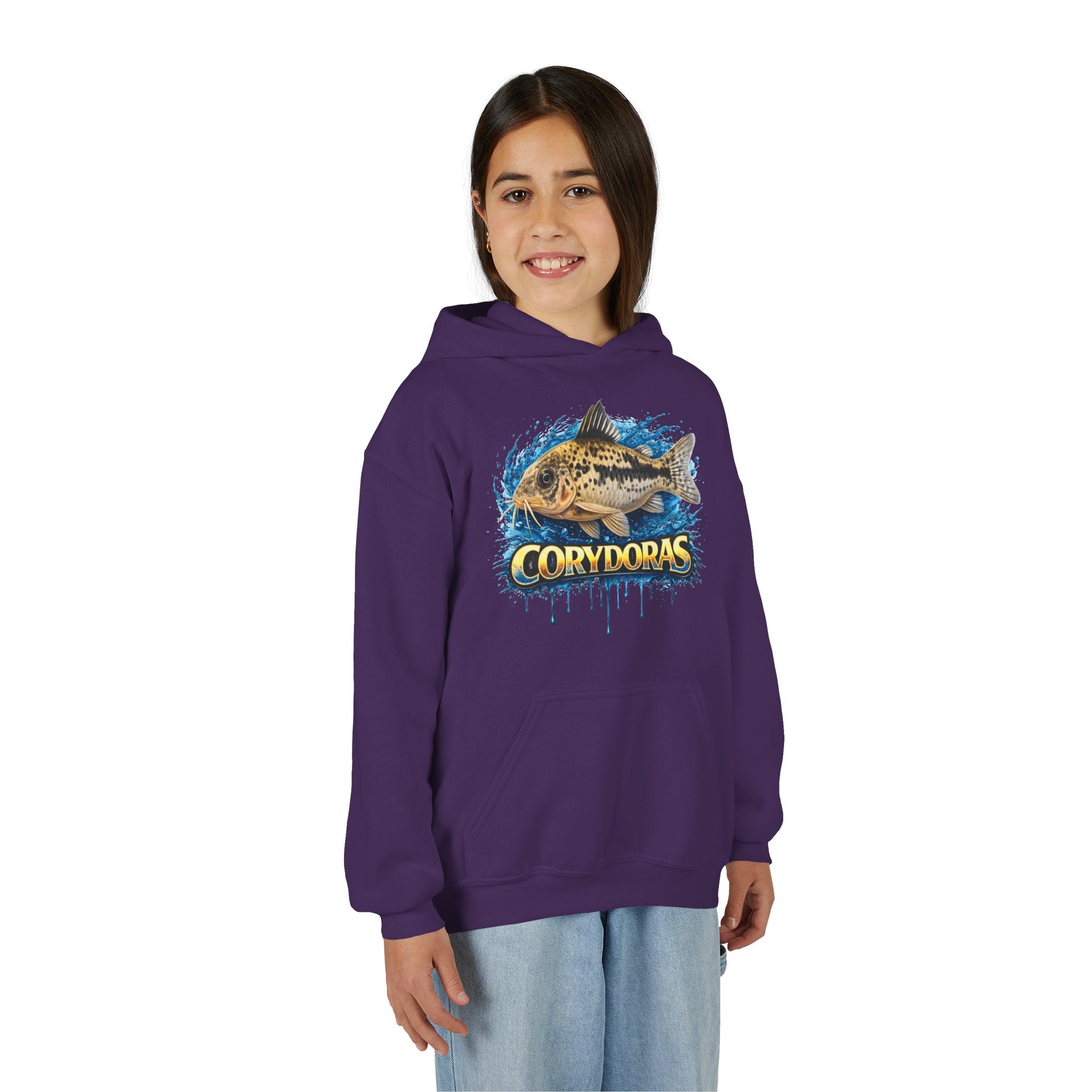 Corydoras Fish Youth Hoodie — Colorful Aquarium Catfish Design
