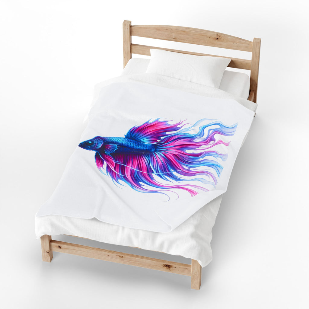 Velveteen Plush Blanket — Electric Paint Betta