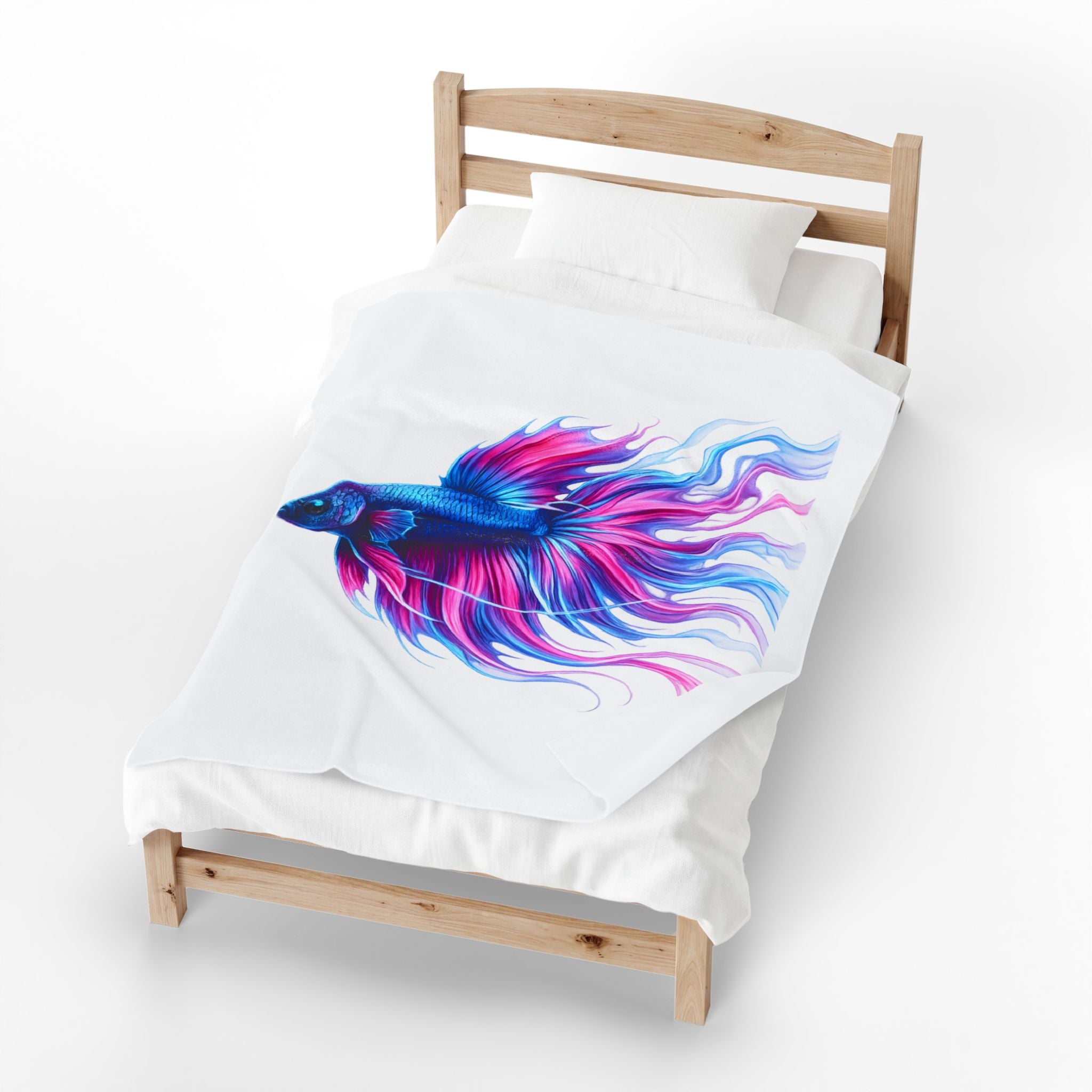 Velveteen Plush Blanket — Electric Paint Betta