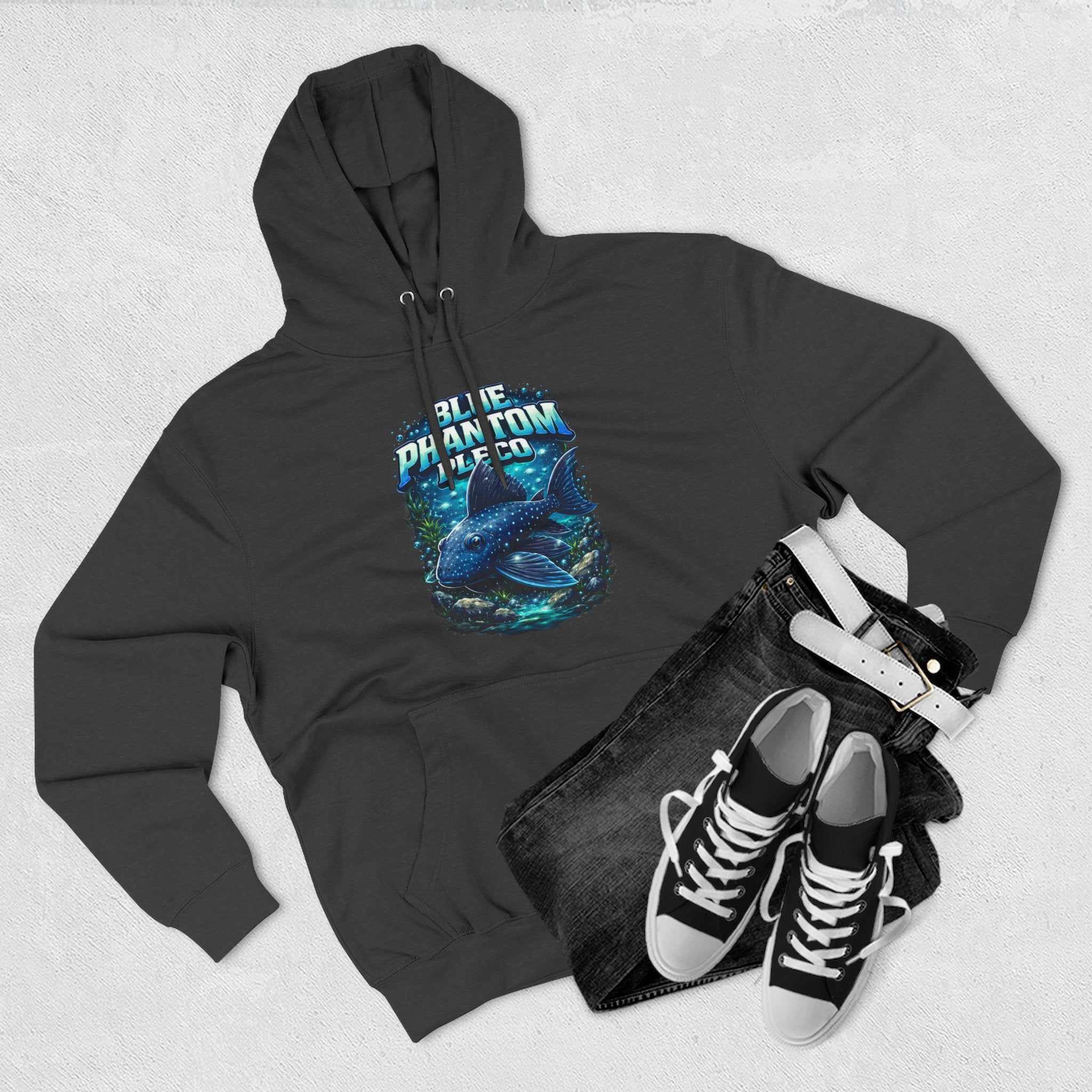 Blue Phantom Pleco L128 Hoodies | Premium Fish Keeper Streetwear | Inverness Ink