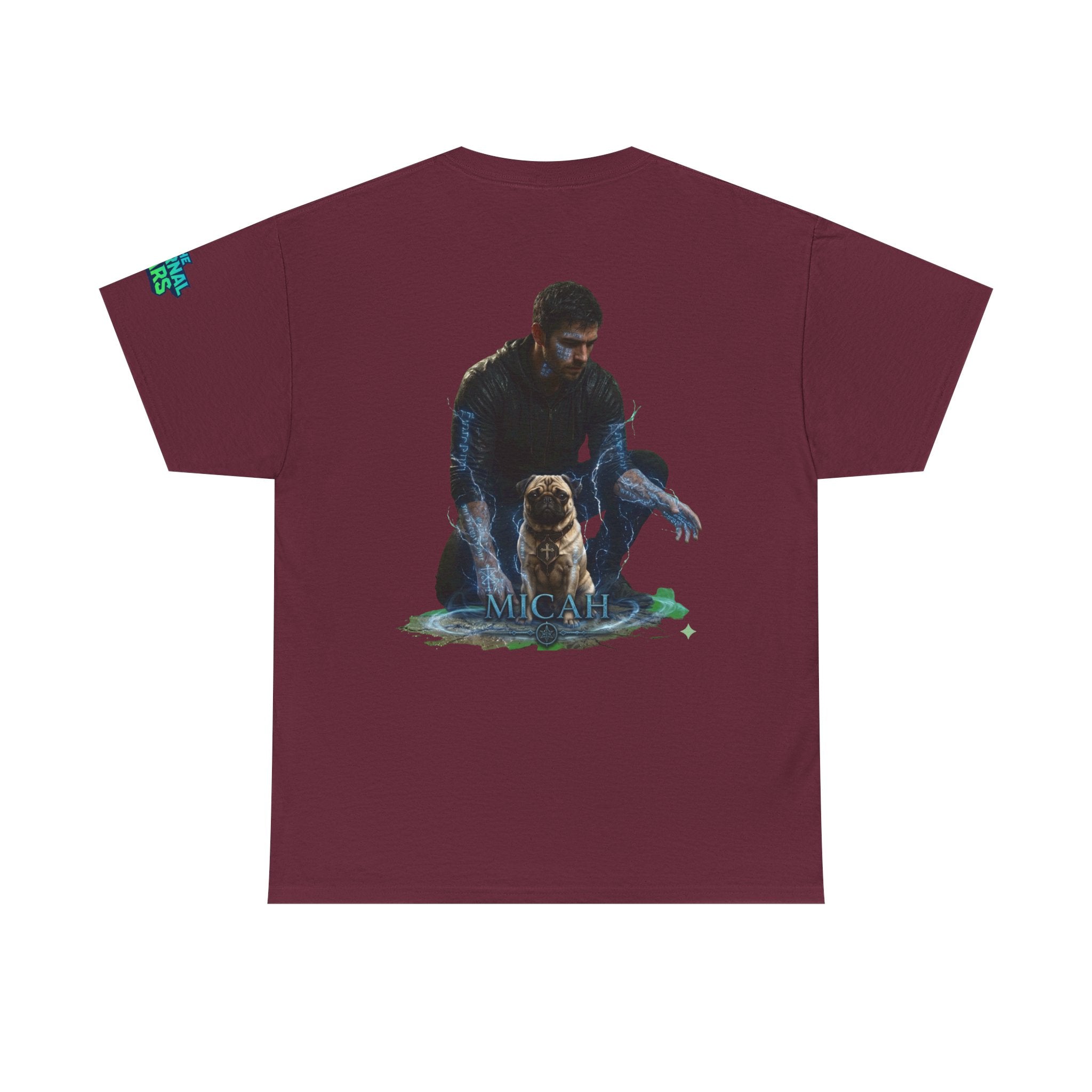 T-Shirt — Nature Warrior Graphic Tee with Man and Dog Illustration