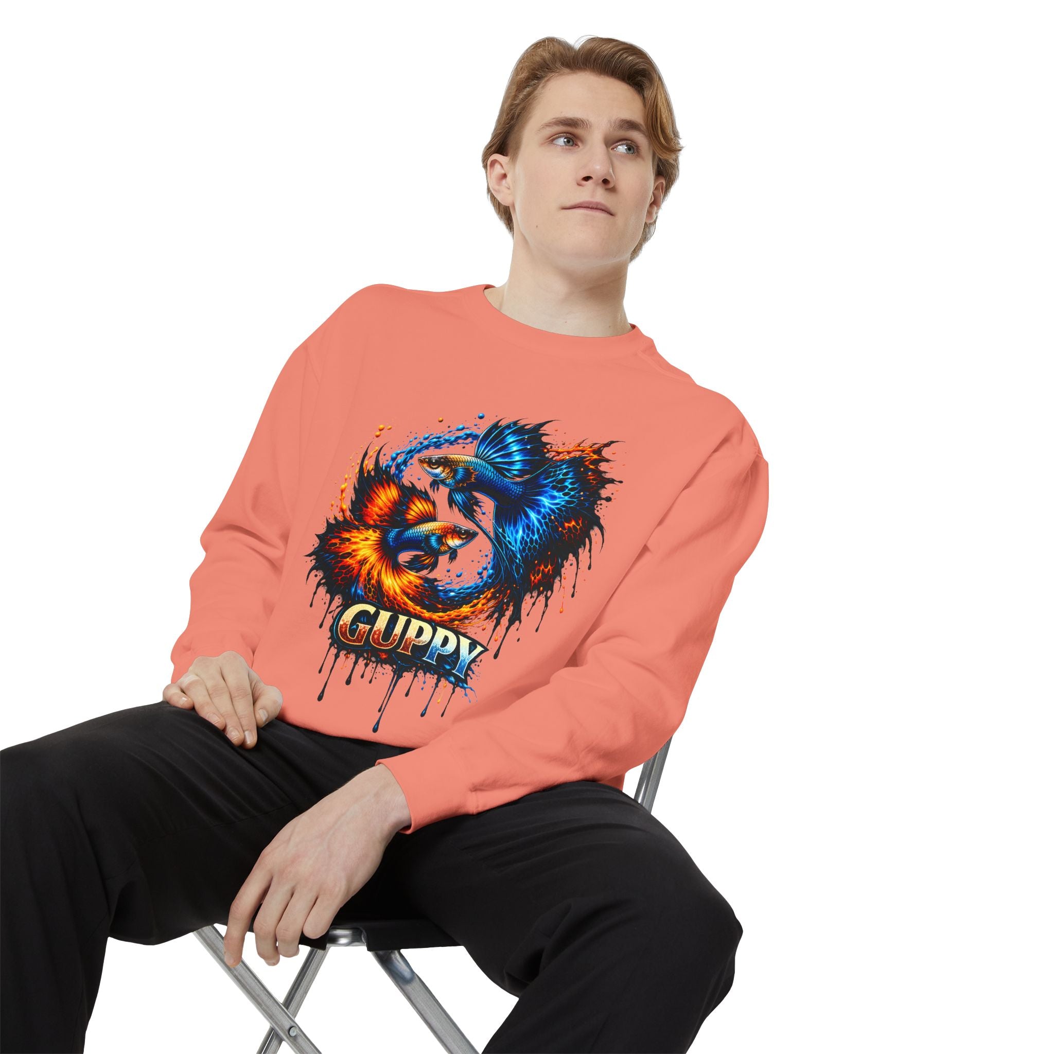 Fire & Ice Guppy – Premium "Neon Flare" Garment-Dyed Sweatshirt