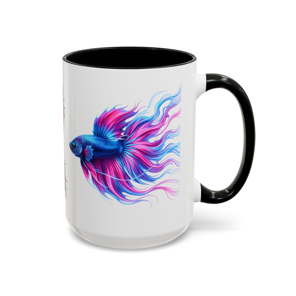 Betta Fish Accent Coffee Mug — Vibrant Neon Betta Design (11/15 oz)