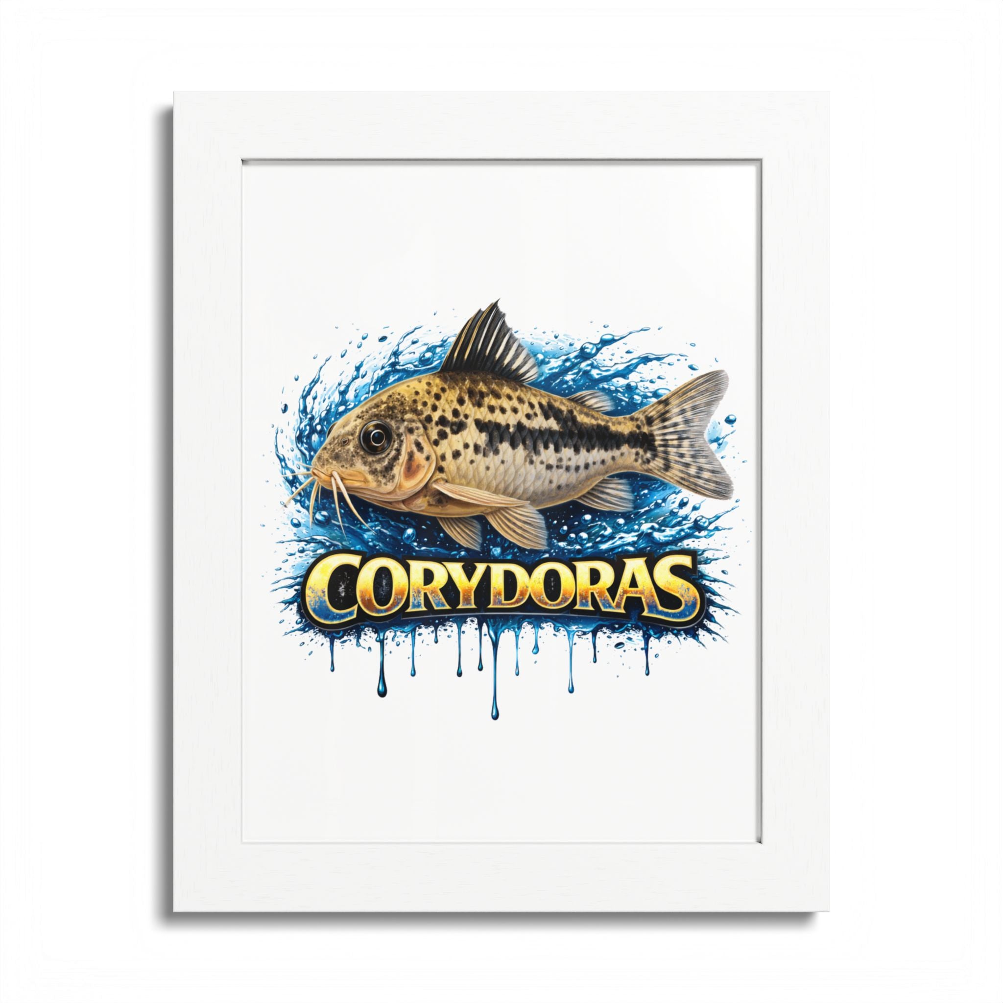 Corydoras Fish Framed Poster — Colorful Aquarium Art Print