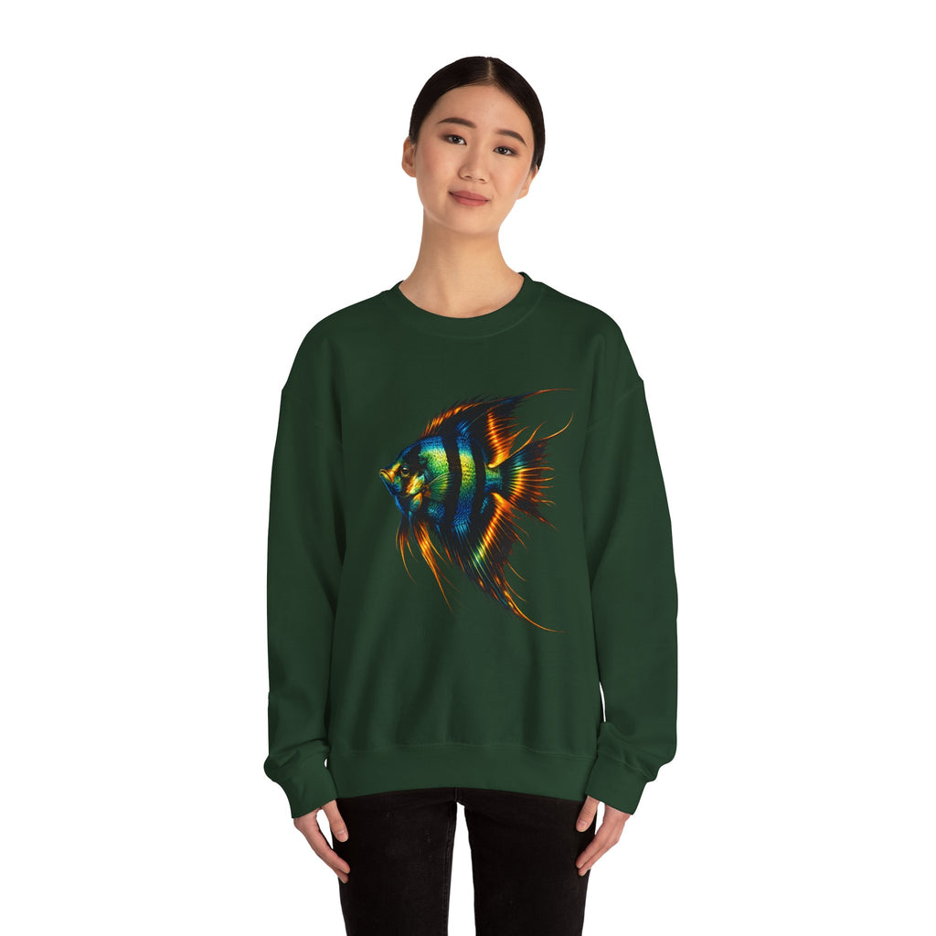 Angelfish Graphic Sweatshirt — Colorful Tropical Fish Crewneck
