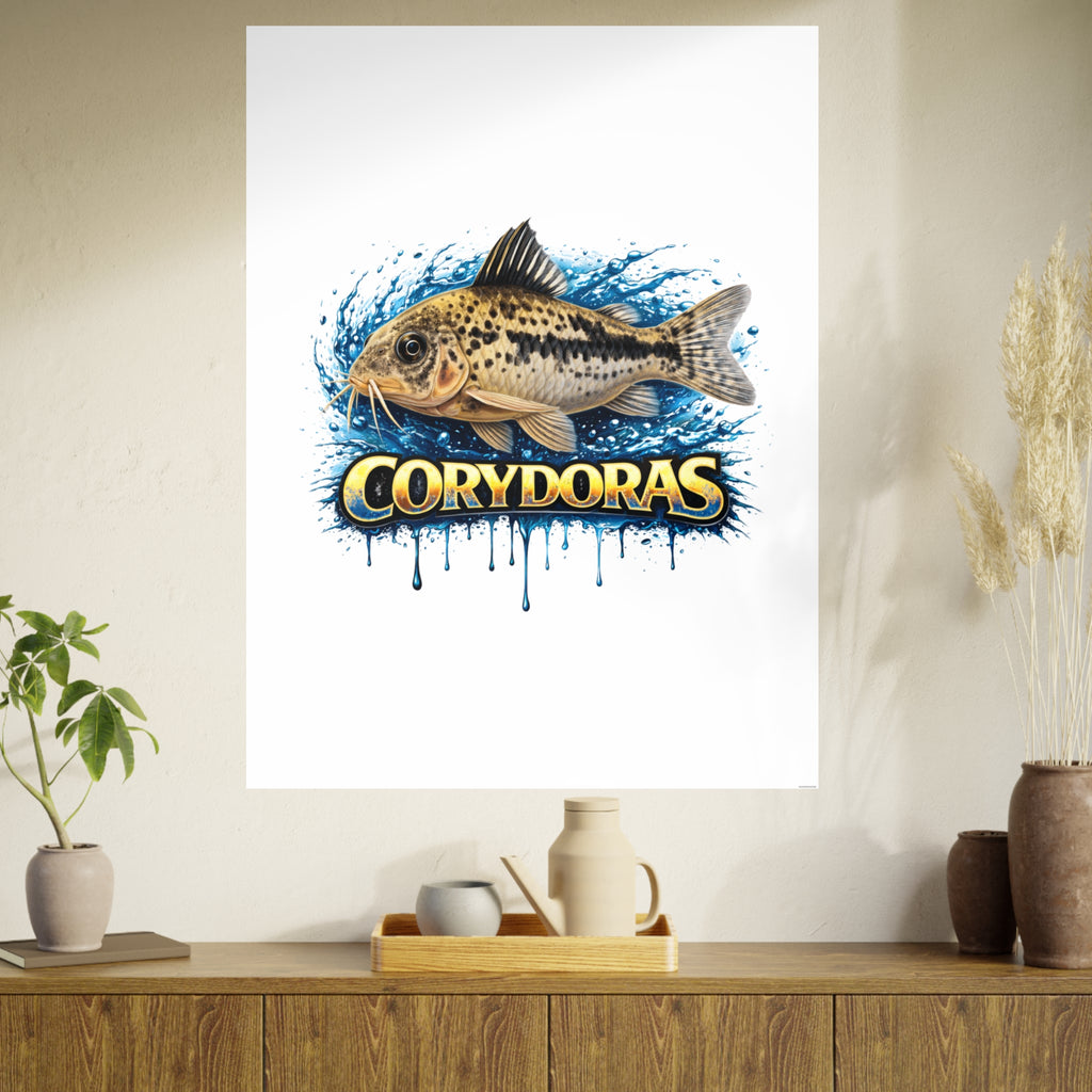 Peppered Corydoras Fish Art Poster — Vibrant Aquarium Print