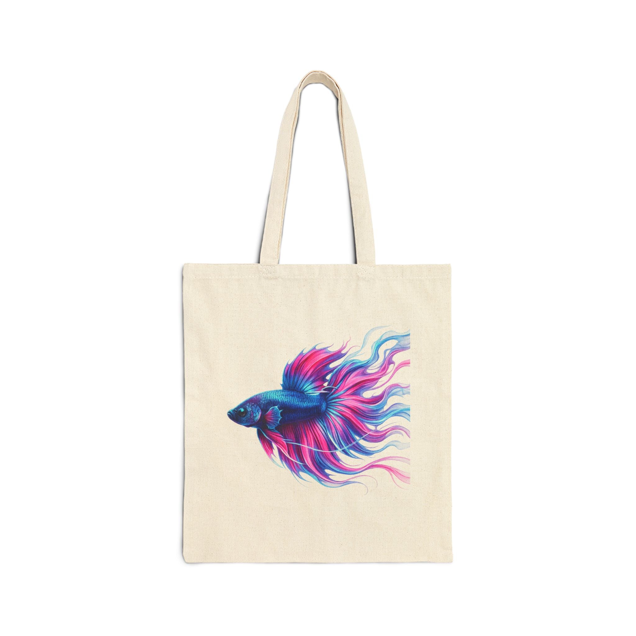 Canvas Tote Bag — Vibrant Betta Fish Art Tote