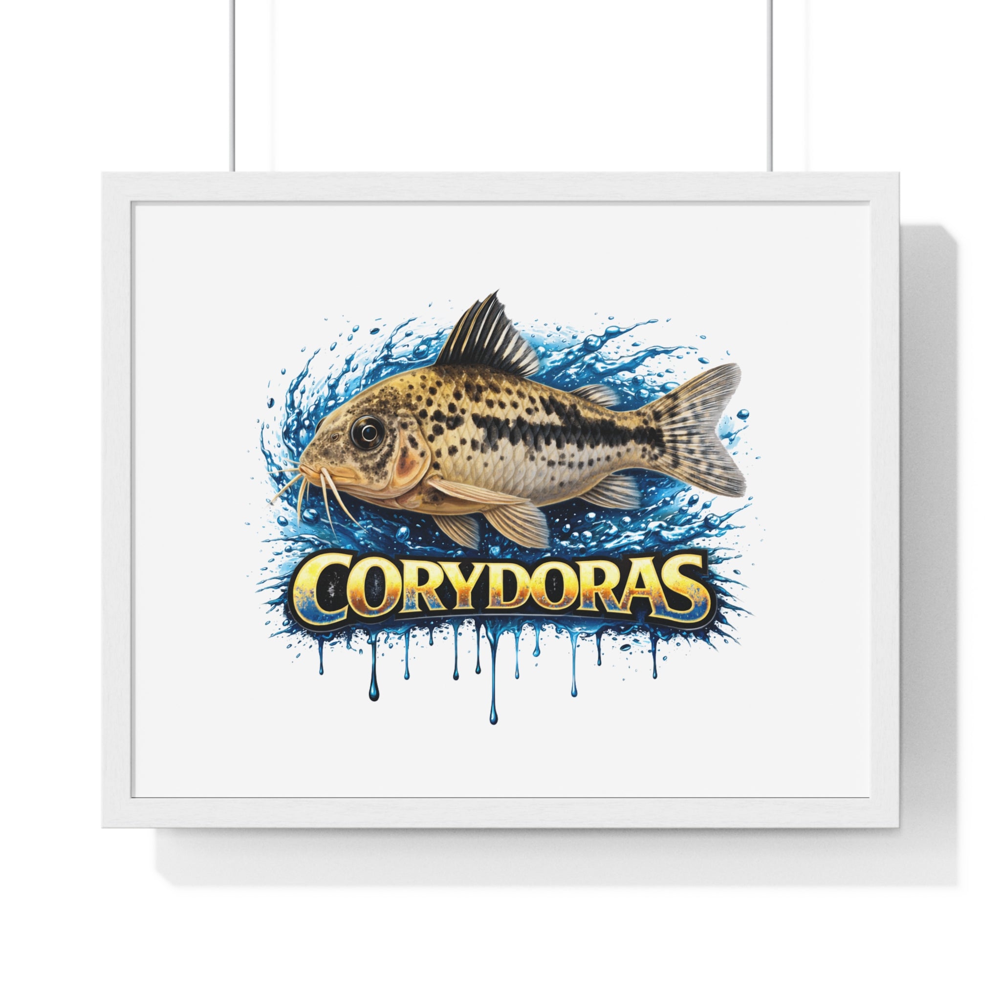 Peppered Corydoras Fish Framed Poster — Aquarium Wall Art