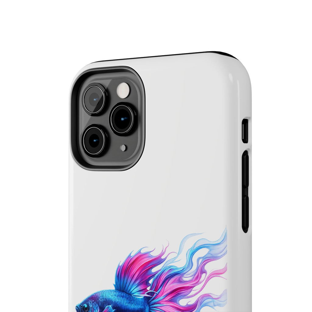 Betta Fish Tough Phone Case — Colorful Blue & Pink Aquarium Art
