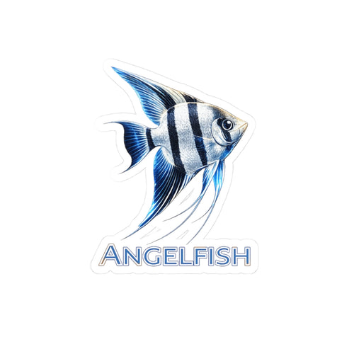 Angelfish -Cut Sticker — Blue Tropical Fish Decal for Laptops, Water Bottles & Aquarists