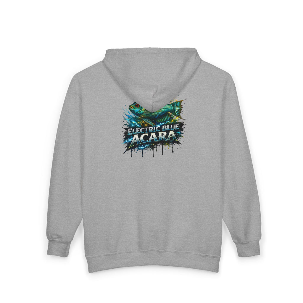 Acara Electric Blue Fish Zip Hoodie - Aquarium Fishing Graphic Jacket