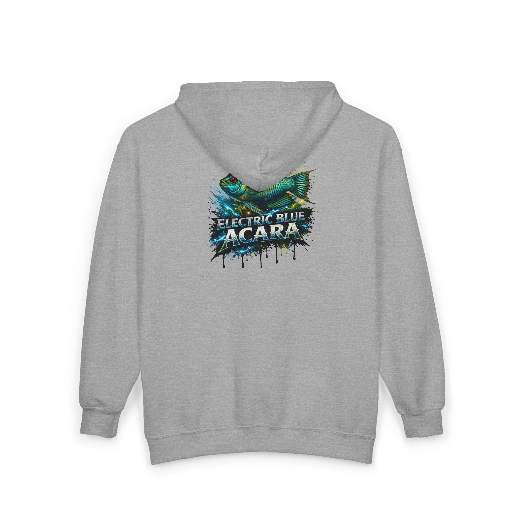 Acara Electric Blue Fish Zip Hoodie - Aquarium Fishing Graphic Jacket
