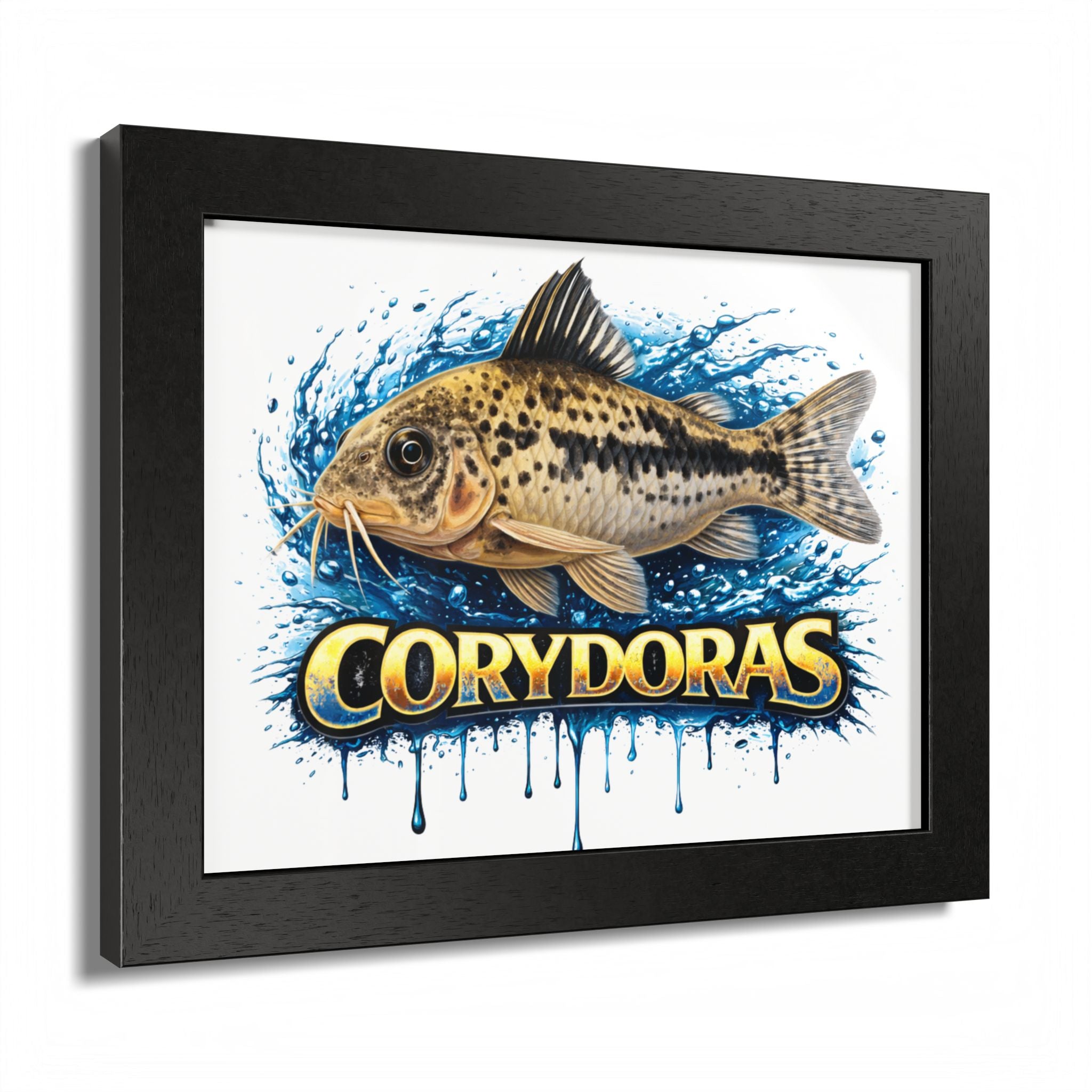 Corydoras Fish Framed Poster — Colorful Aquarium Art Print