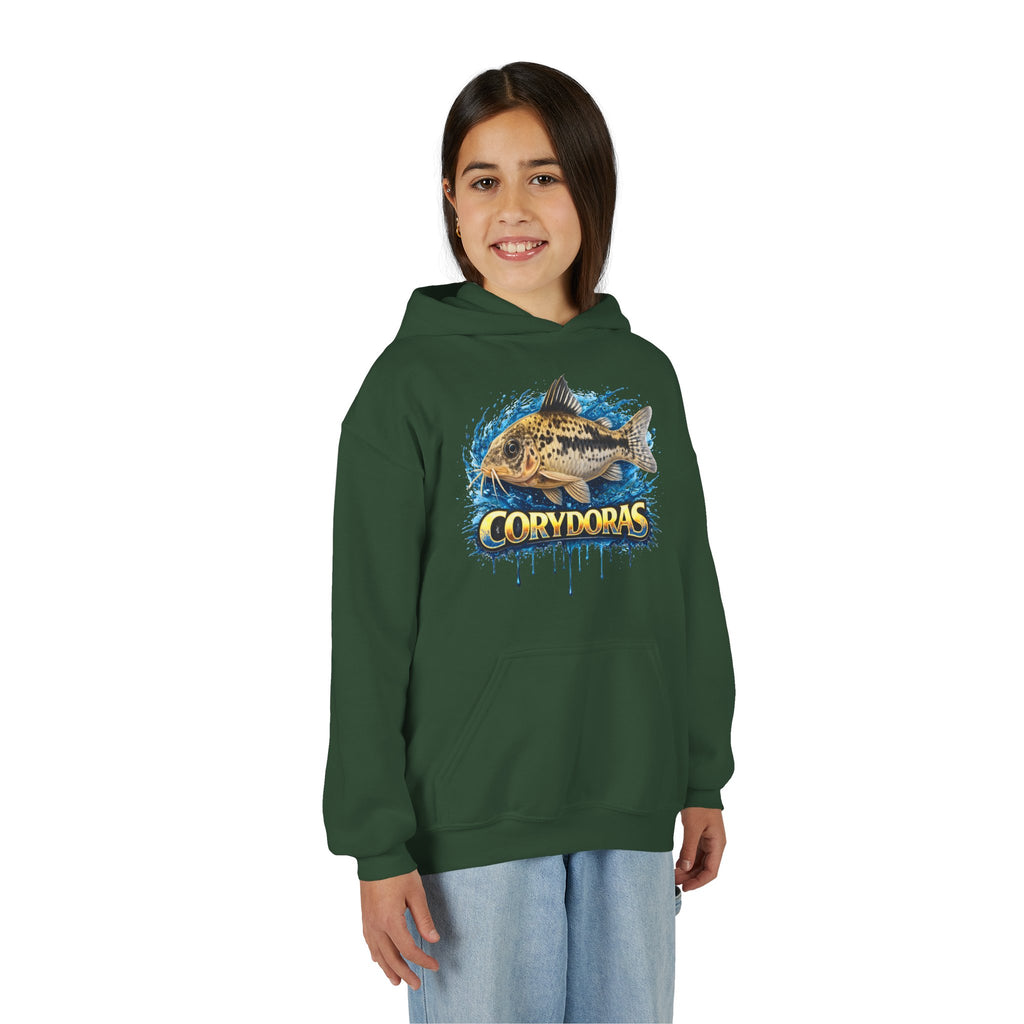 Corydoras Fish Youth Hoodie — Colorful Aquarium Catfish Design