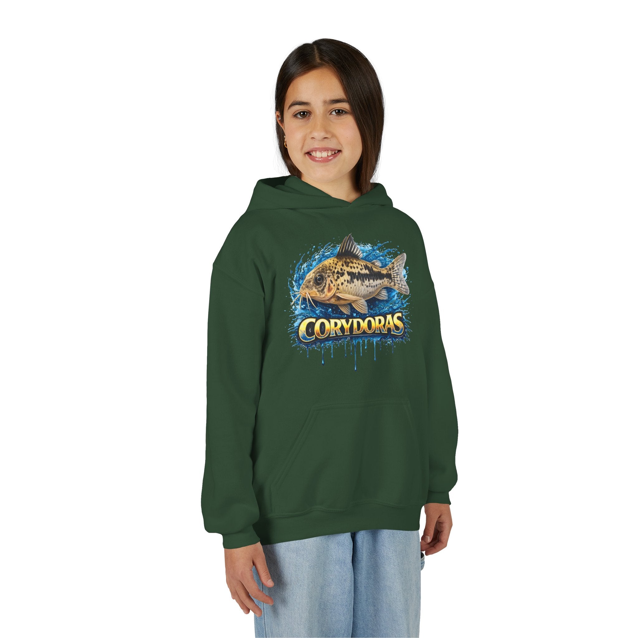Corydoras Fish Youth Hoodie — Colorful Aquarium Catfish Design
