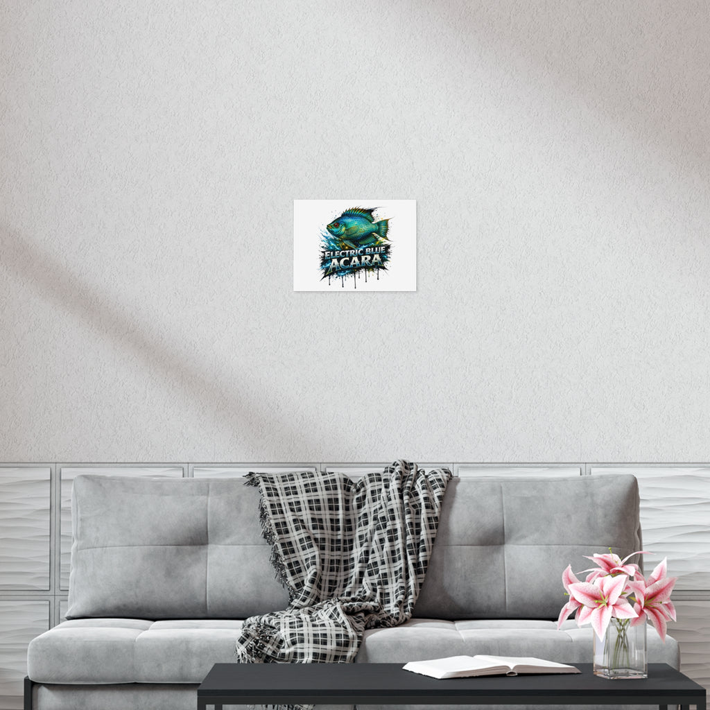 Electric Blue Acara Fish Poster — Vibrant Aquarium Wall Art