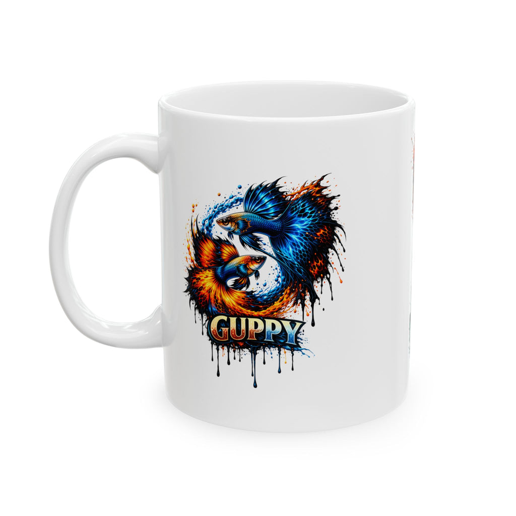 Fire & Ice Guppy – "Neon Flare" Glossy Ceramic Mug (11oz, 15oz)