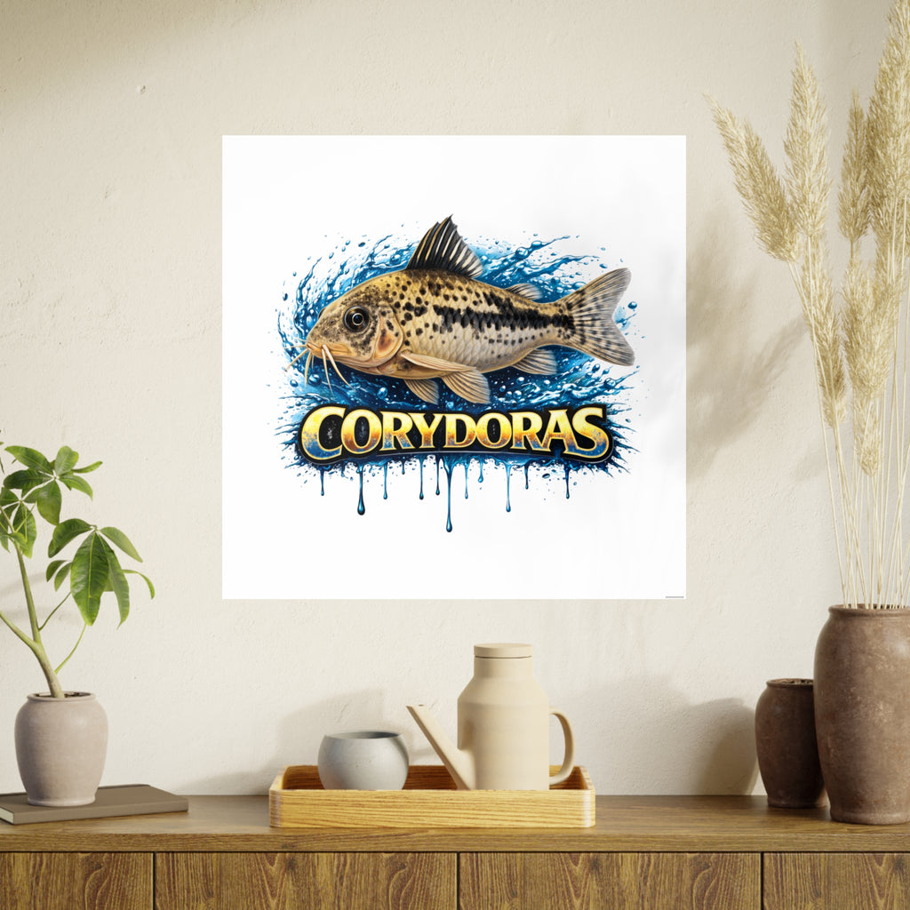 Peppered Corydoras Fish Art Poster — Vibrant Aquarium Print