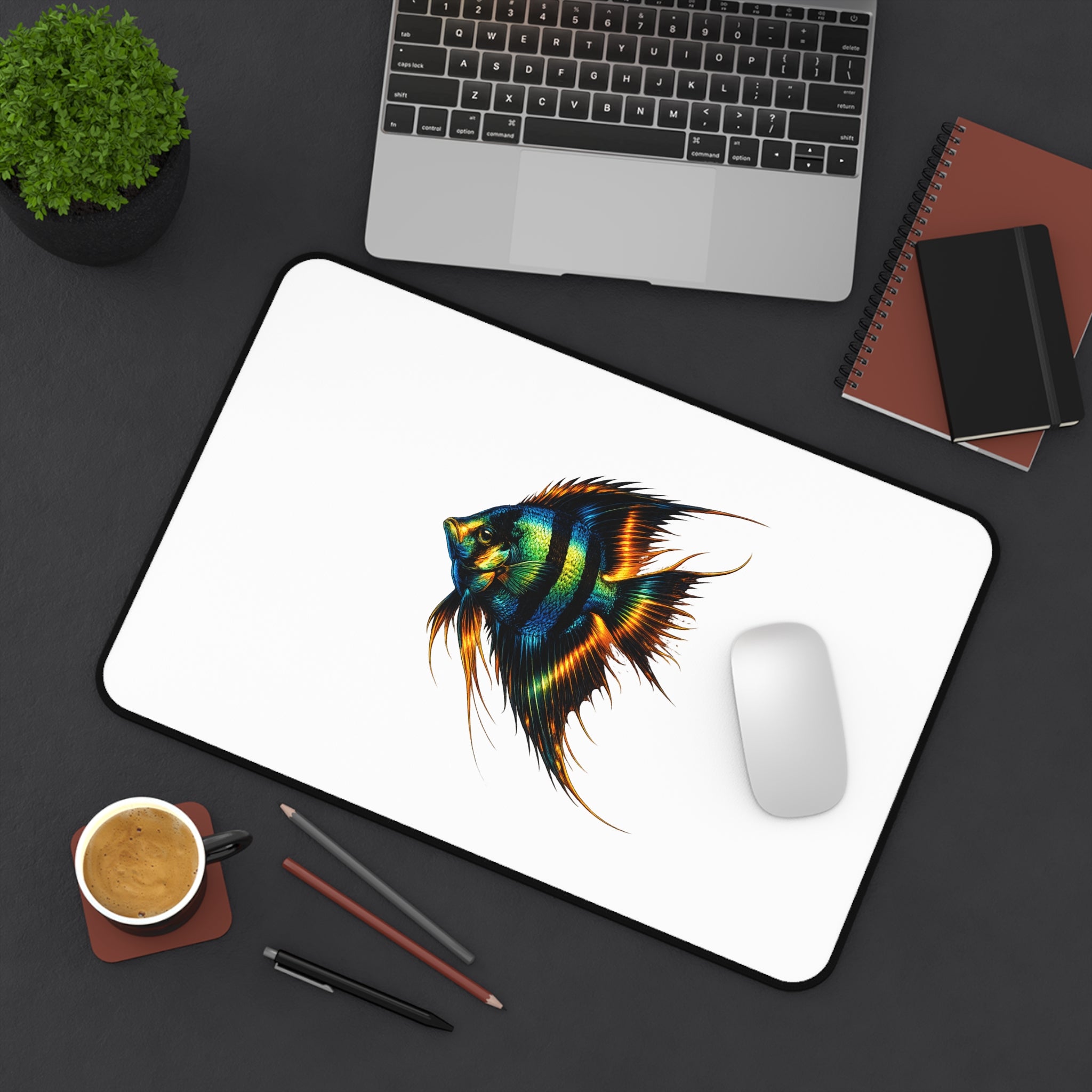 Angelfish Desk Mat — Colorful Aquarium Fish Mouse Pad for Office & Home