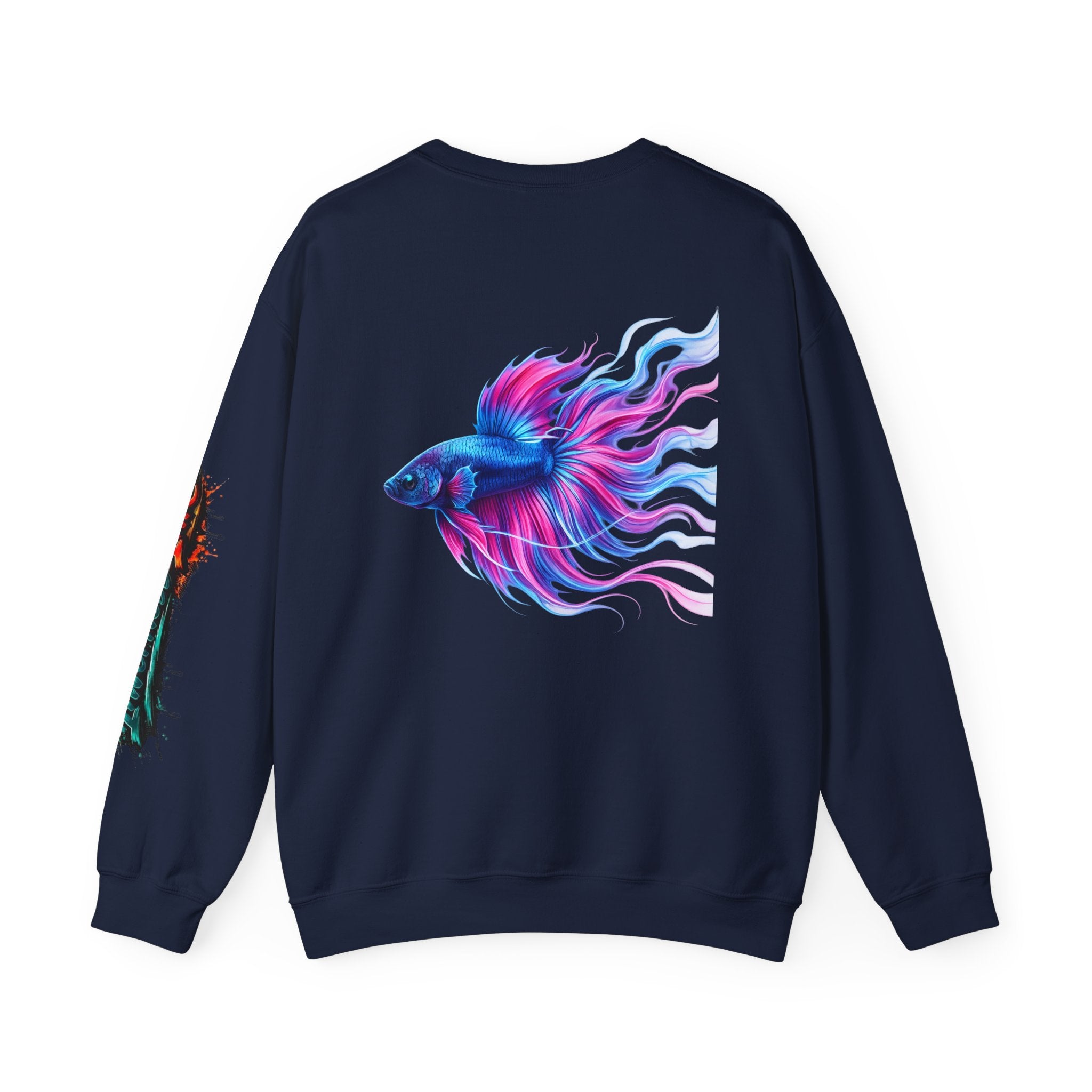 Betta Fish Crewneck Sweatshirt — Colorful Neon Tropical Fish Graphic