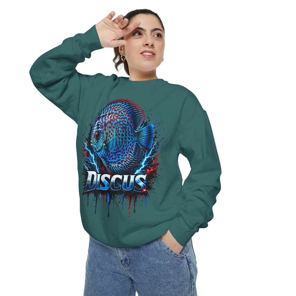 Discus Fish Graphic Sweatshirt — Vibrant Aquarium Lover Crewneck