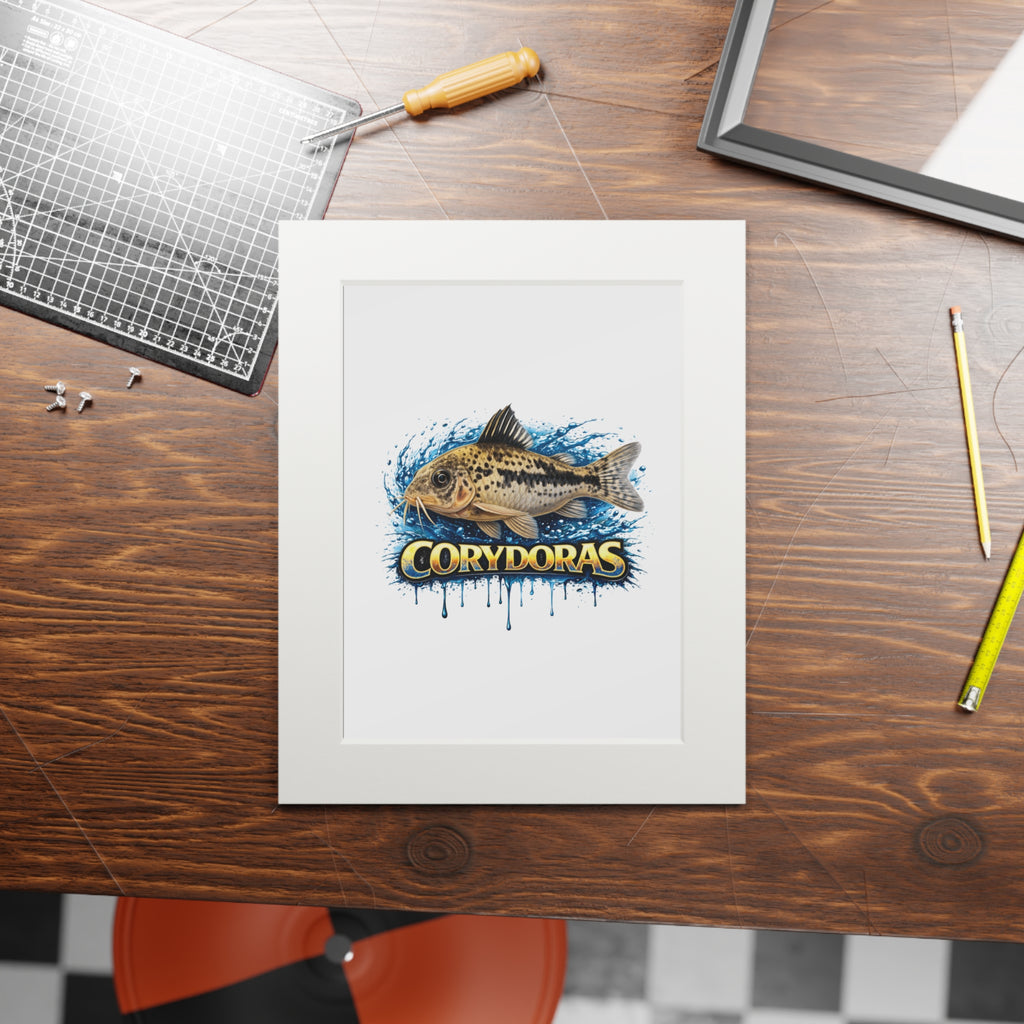 Peppered Corydoras Fish Fine Art Print with Passepartout Frame