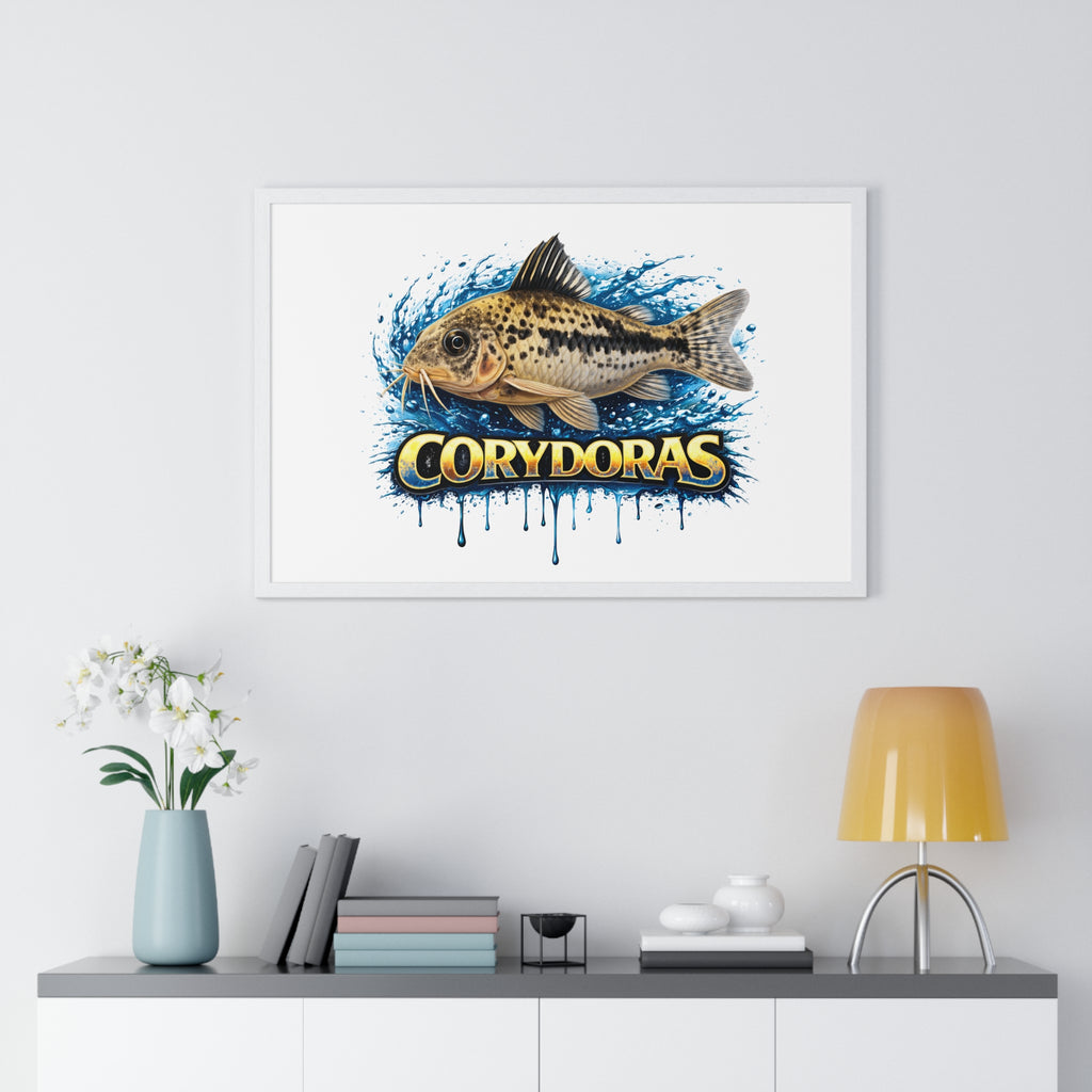 Peppered Corydoras Fish Framed Poster — Aquarium Wall Art