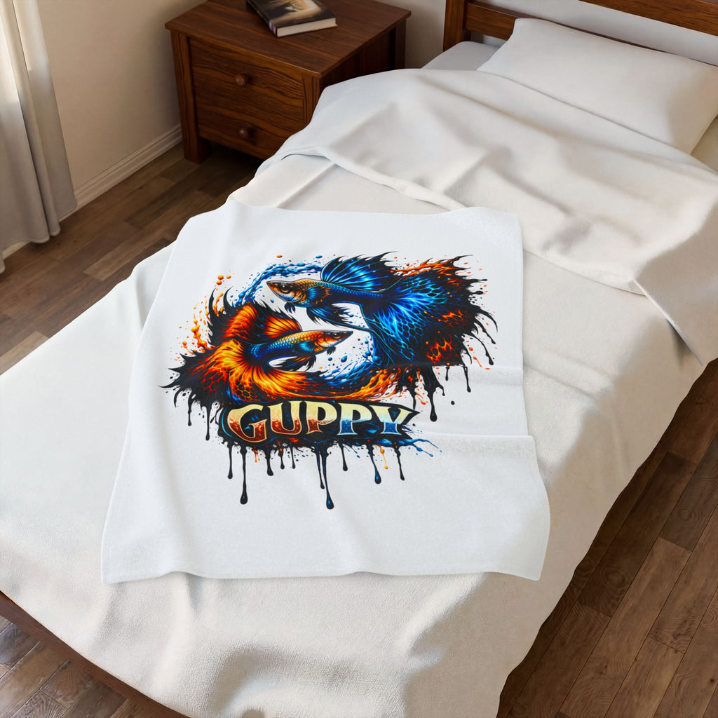 Fire & Ice Guppy – Premium "Infinite Flow" Velveteen Blanket