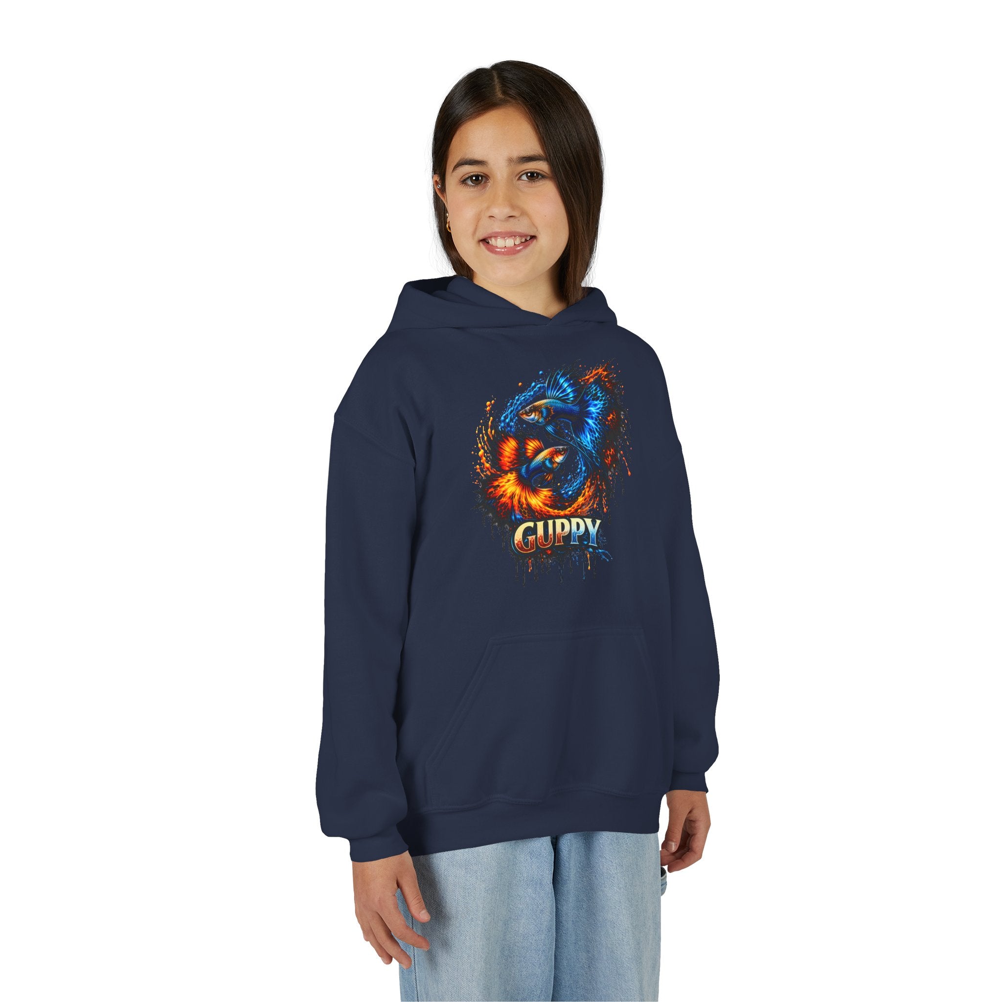 Fire & Ice Guppy – Kids "Neon Flare" Fleece Hoodie