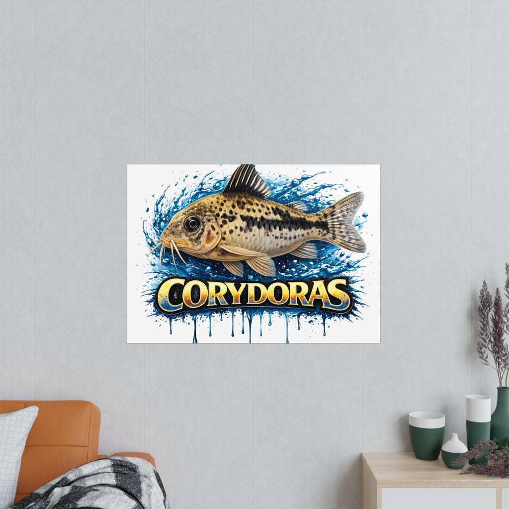 Peppered Cory Photopaper Poster — Colorful Aquarium Catfish Art Print