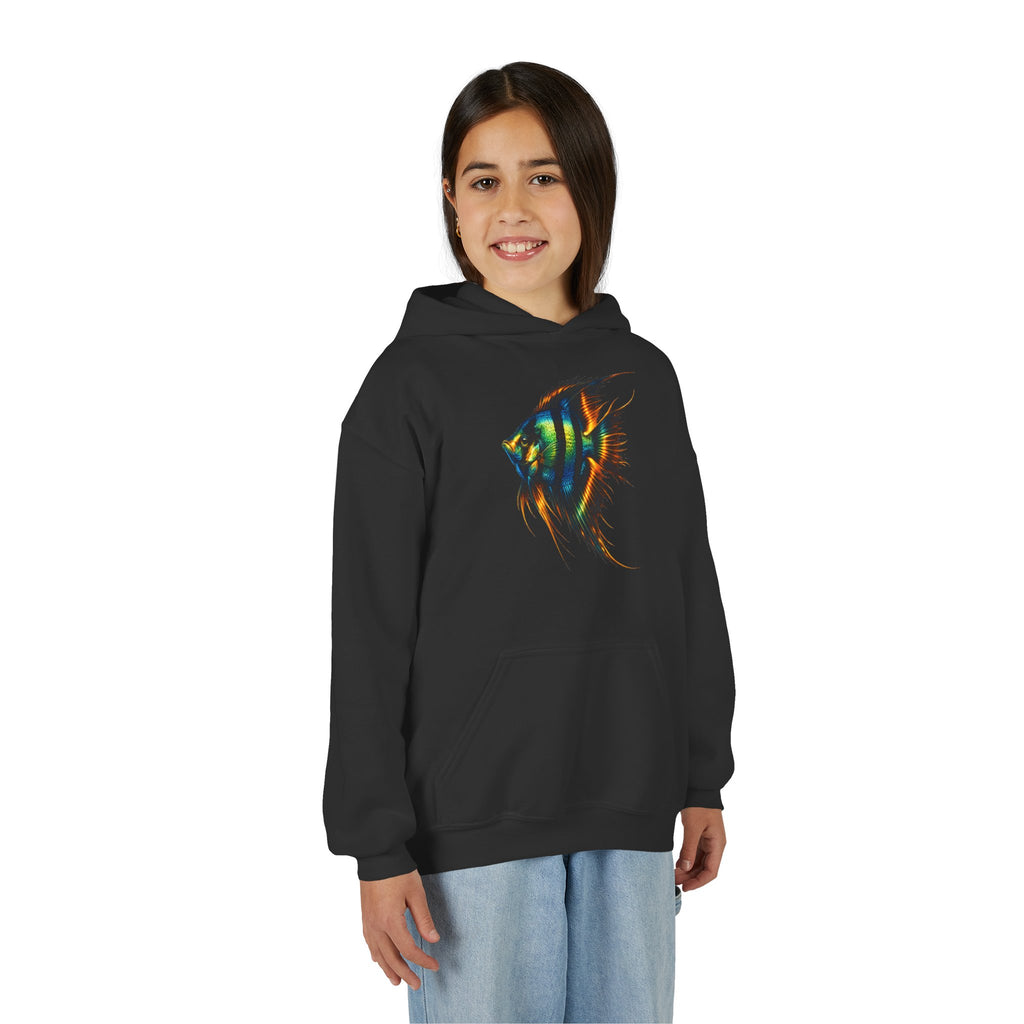 Youth Angelfish Hoodie - Colorful Aquarium Fish Graphic Sweatshirt