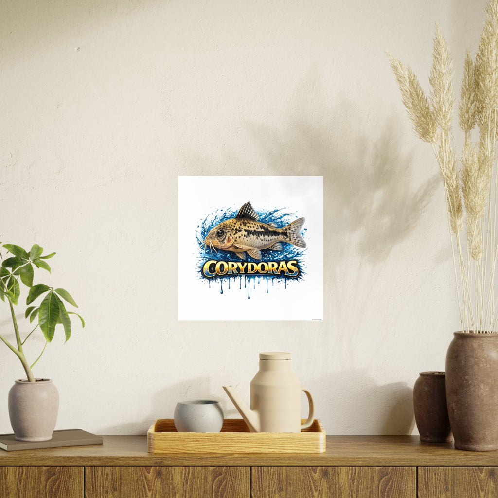Peppered Corydoras Fish Art Poster — Vibrant Aquarium Print