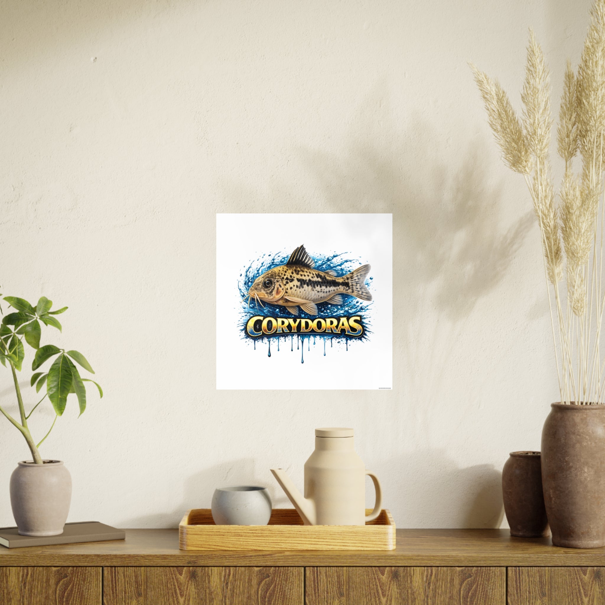 Peppered Corydoras Fish Art Poster — Vibrant Aquarium Print