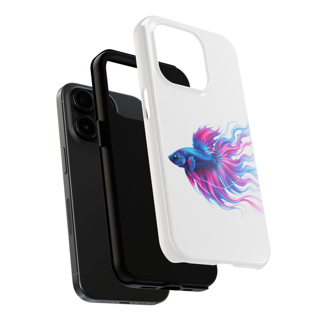 Betta Fish Tough Phone Case — Colorful Blue & Pink Aquarium Art