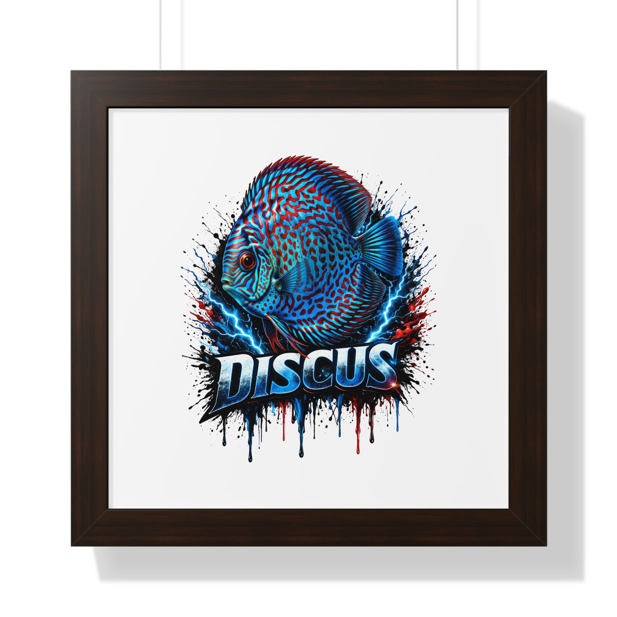 Discus Fish Wall Art — Framed Horizontal Poster with Bold Aquatic Splash Design
