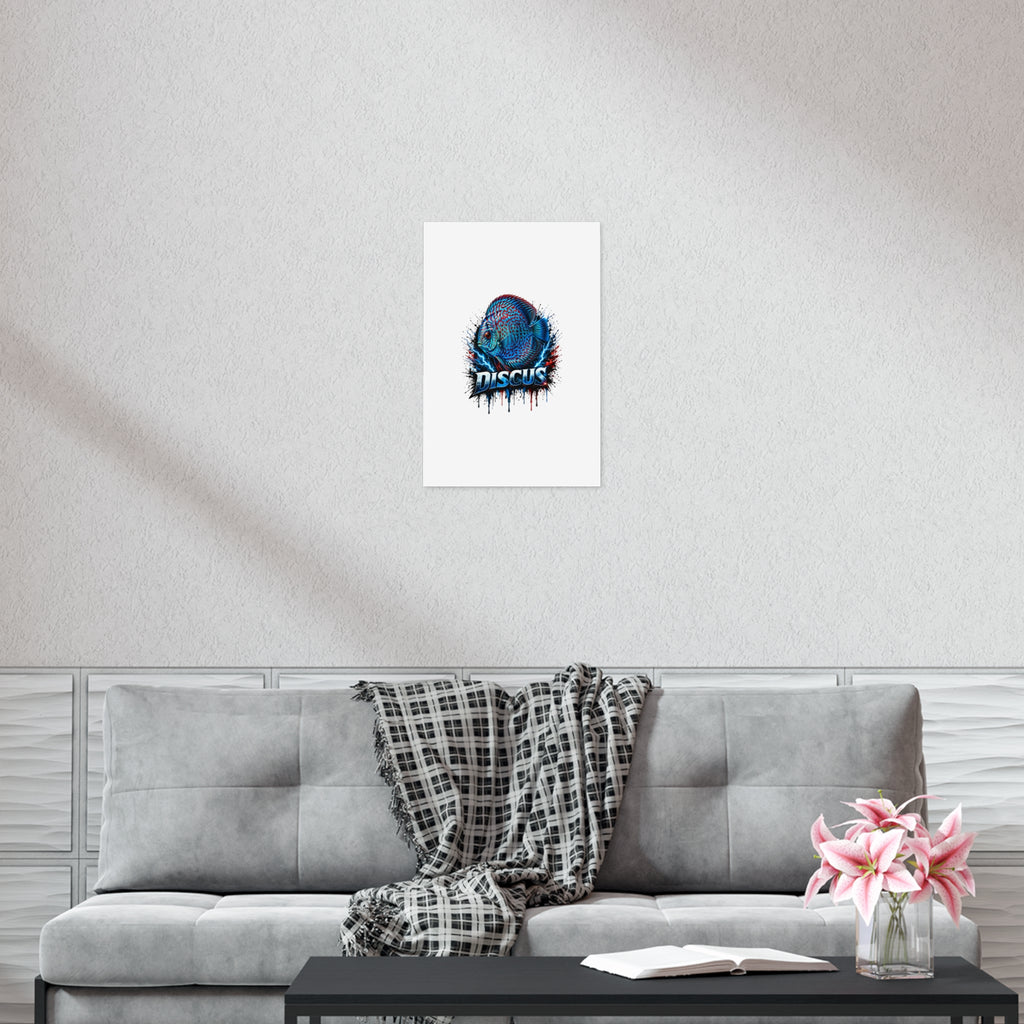 Discus Fish Poster — Vibrant Blue Aquarium Art Print