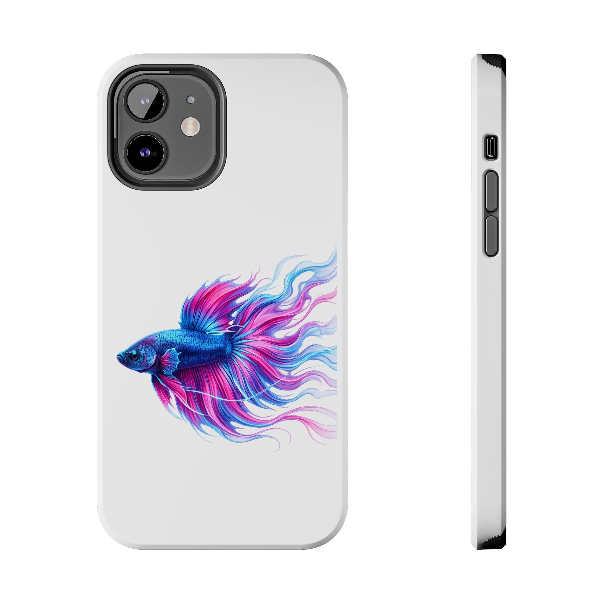 Betta Fish Tough Phone Case — Colorful Blue & Pink Aquarium Art