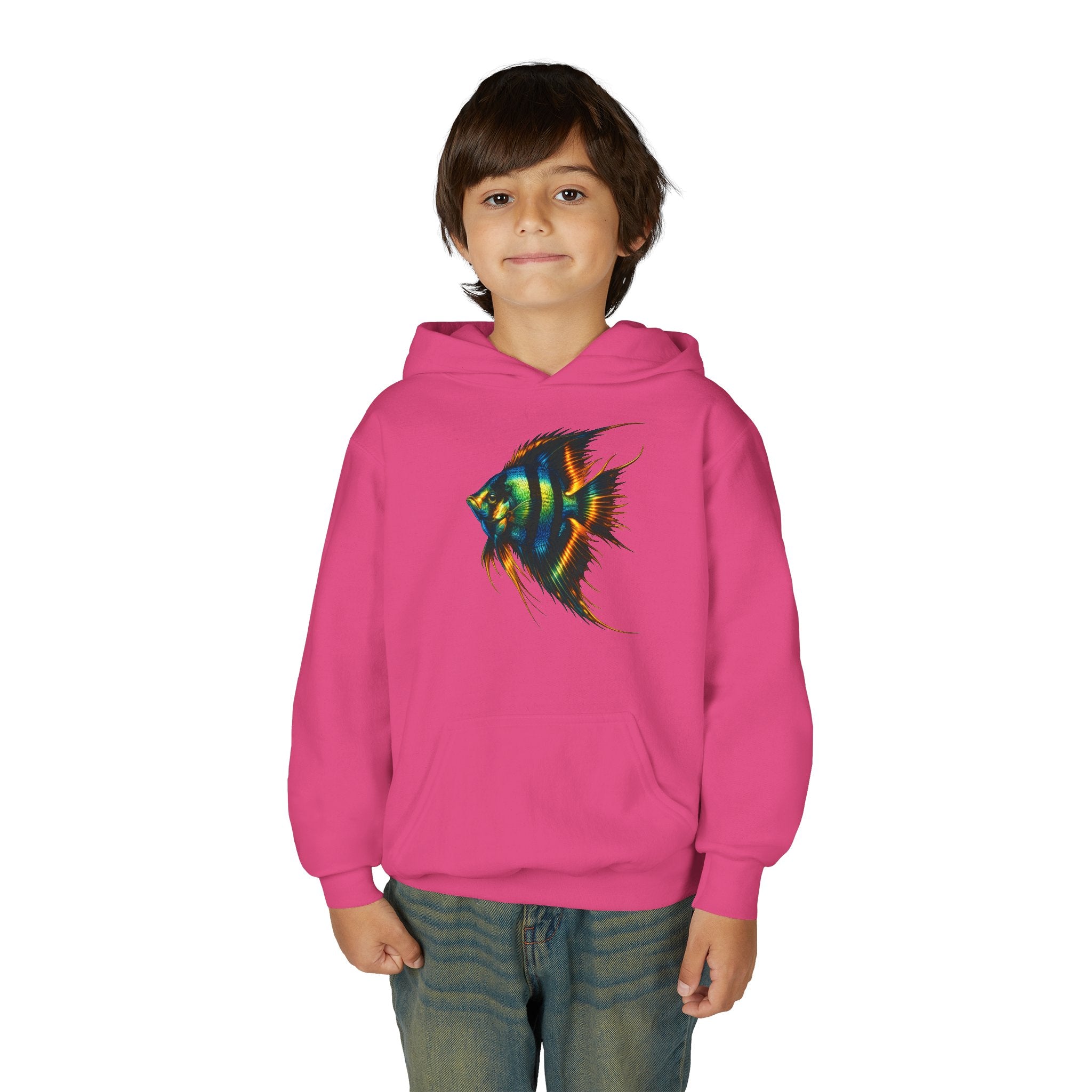 Youth Angelfish Hoodie - Colorful Aquarium Fish Graphic Sweatshirt