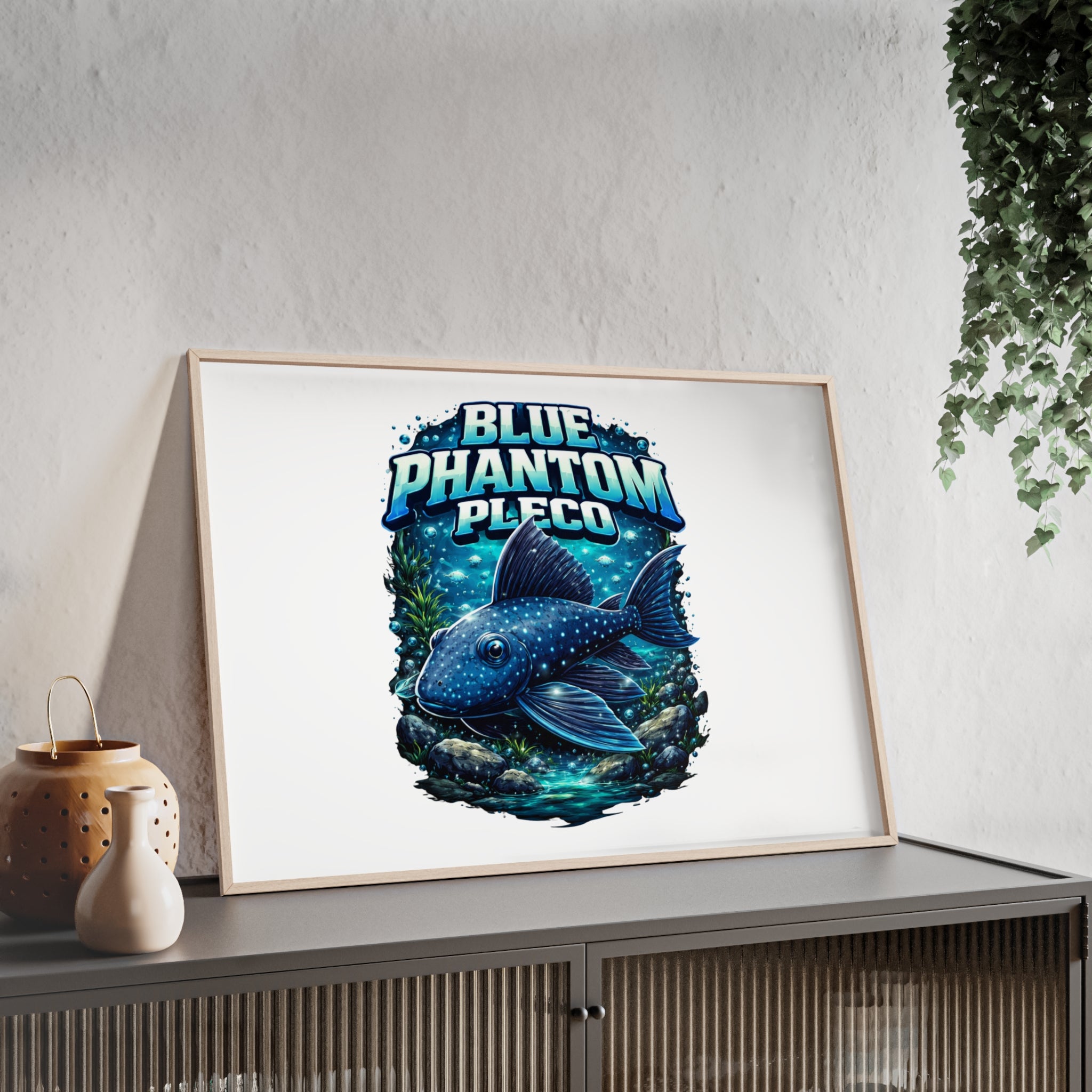 Blue Phantom Pleco Poster — Framed Aquarium Fish Wall Art