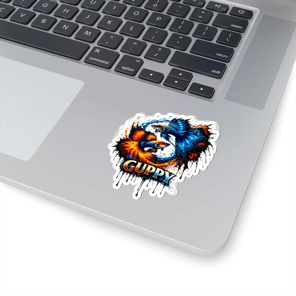 Fire & Ice Guppy – "Neon Flare" Glossy Kiss-Cut Sticker