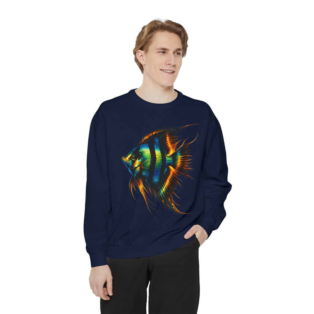 Angelfish Art Sweatshirt — Colorful Aquarium Fish Graphic Sweatshirt