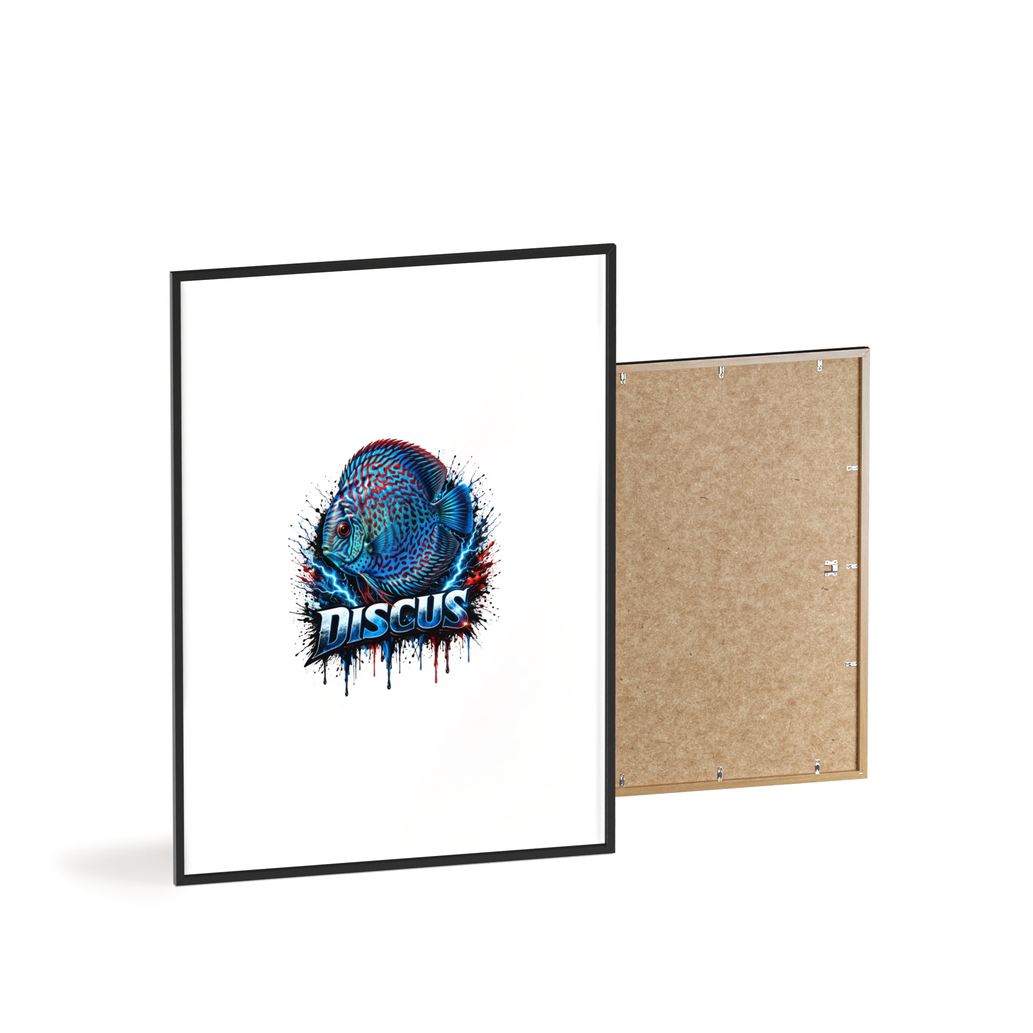 Discus Fish Poster with Wooden Frame — Colorful Aquarium Art Print